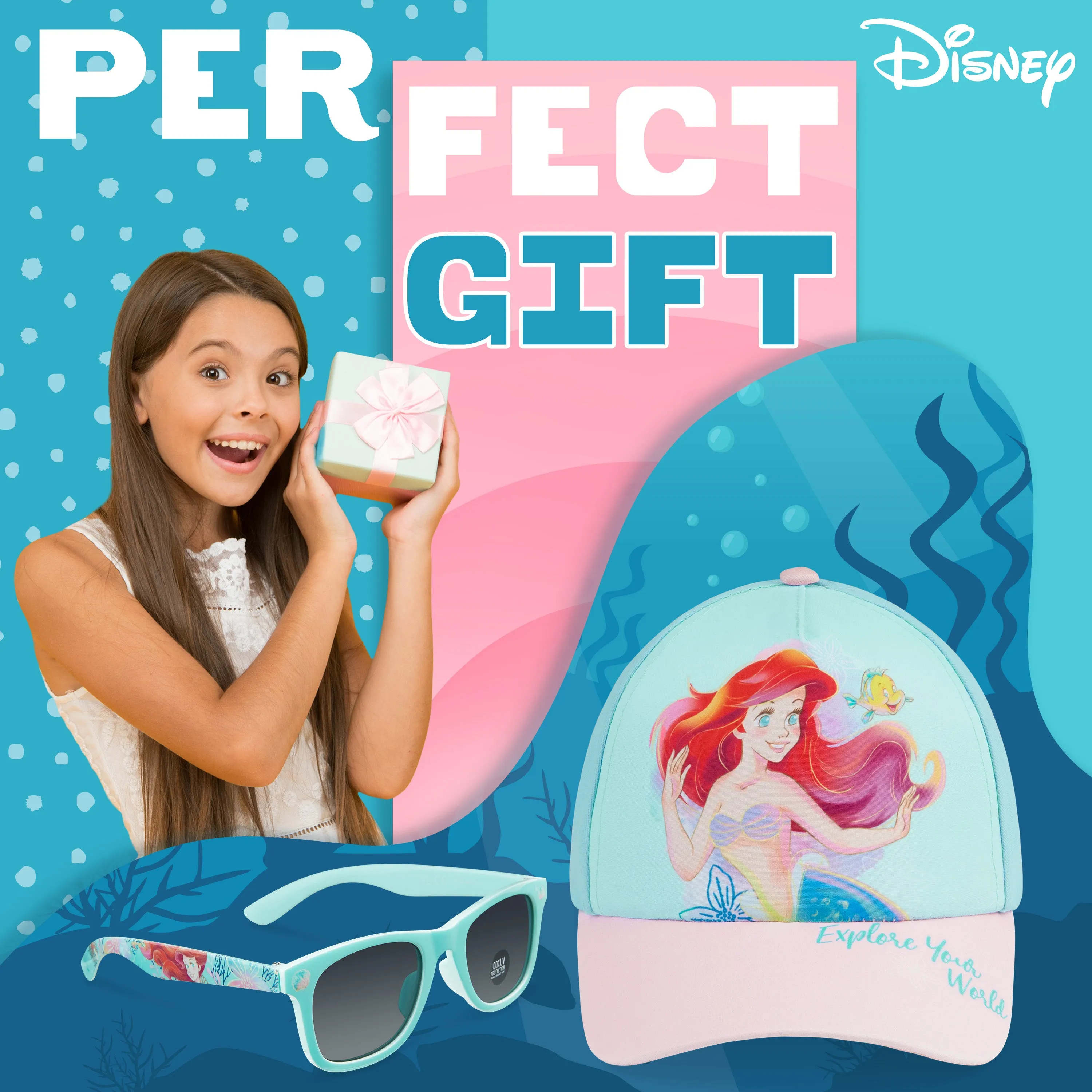 Disney Baseball Cap and Kids Sunglasses for Girls - The Little Mermaid