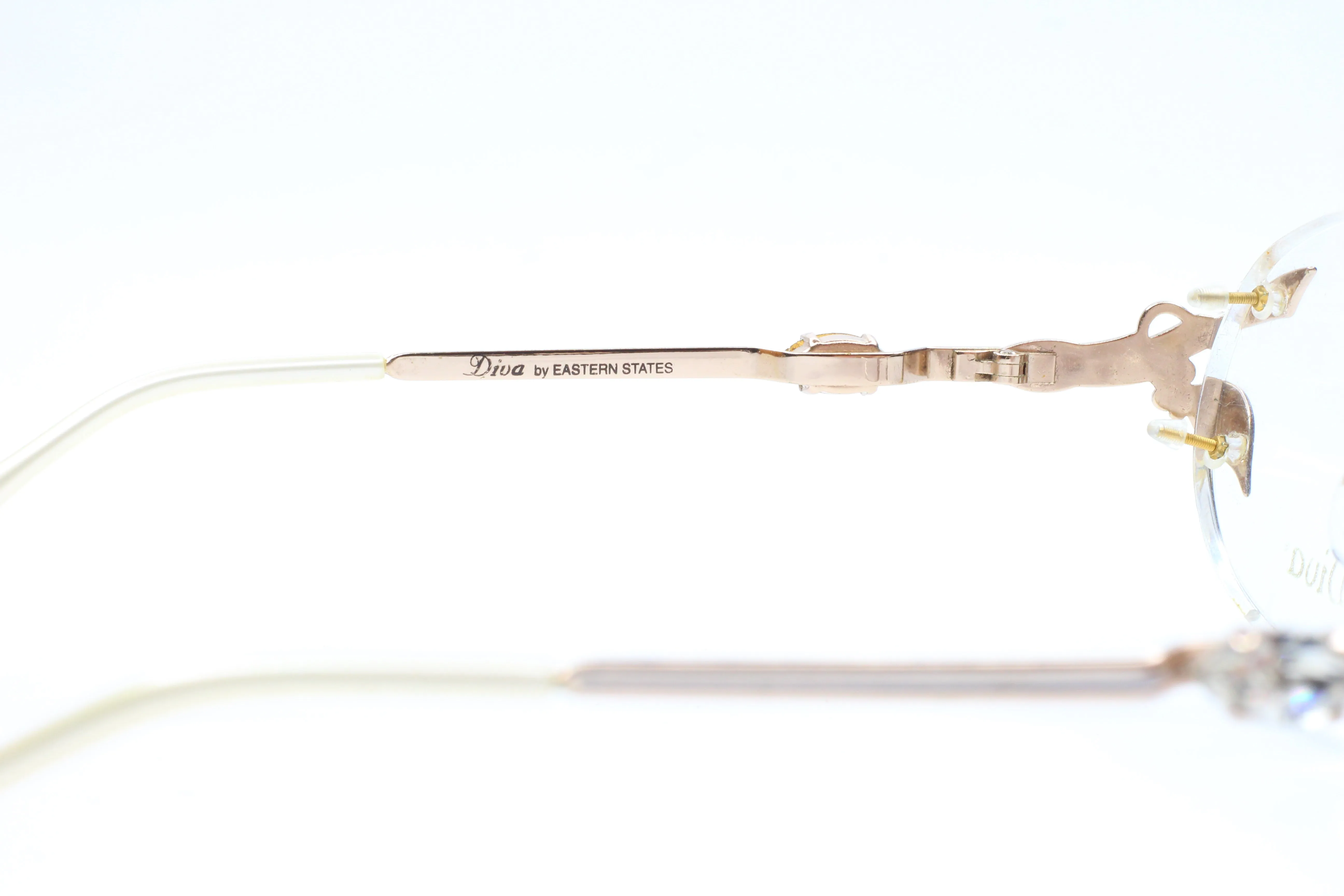 Diva 5085S Gold & Silver Vintage 90s Unique Rhinestones Italy Rimless Eyeglasses