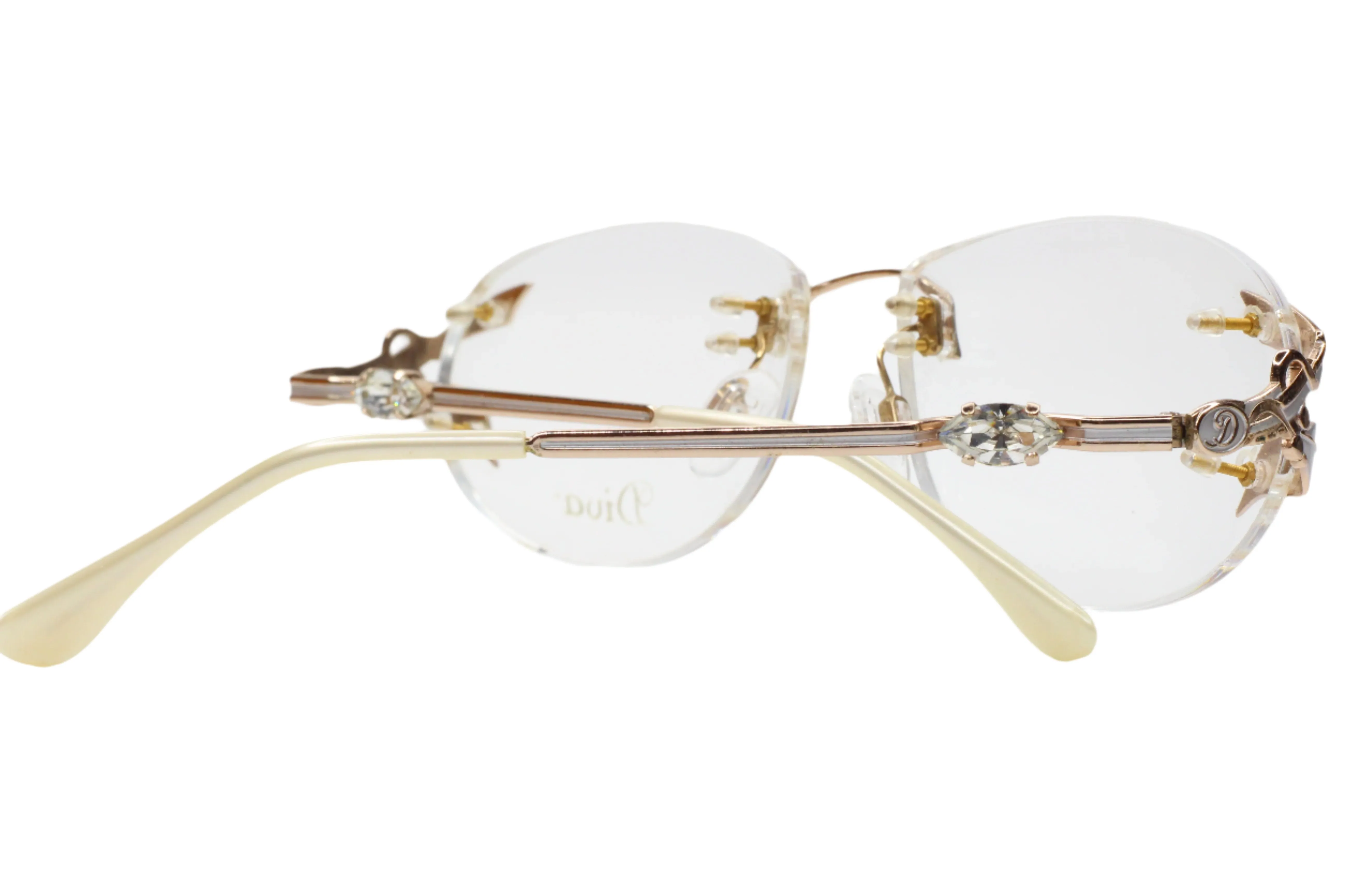 Diva 5085S Gold & Silver Vintage 90s Unique Rhinestones Italy Rimless Eyeglasses