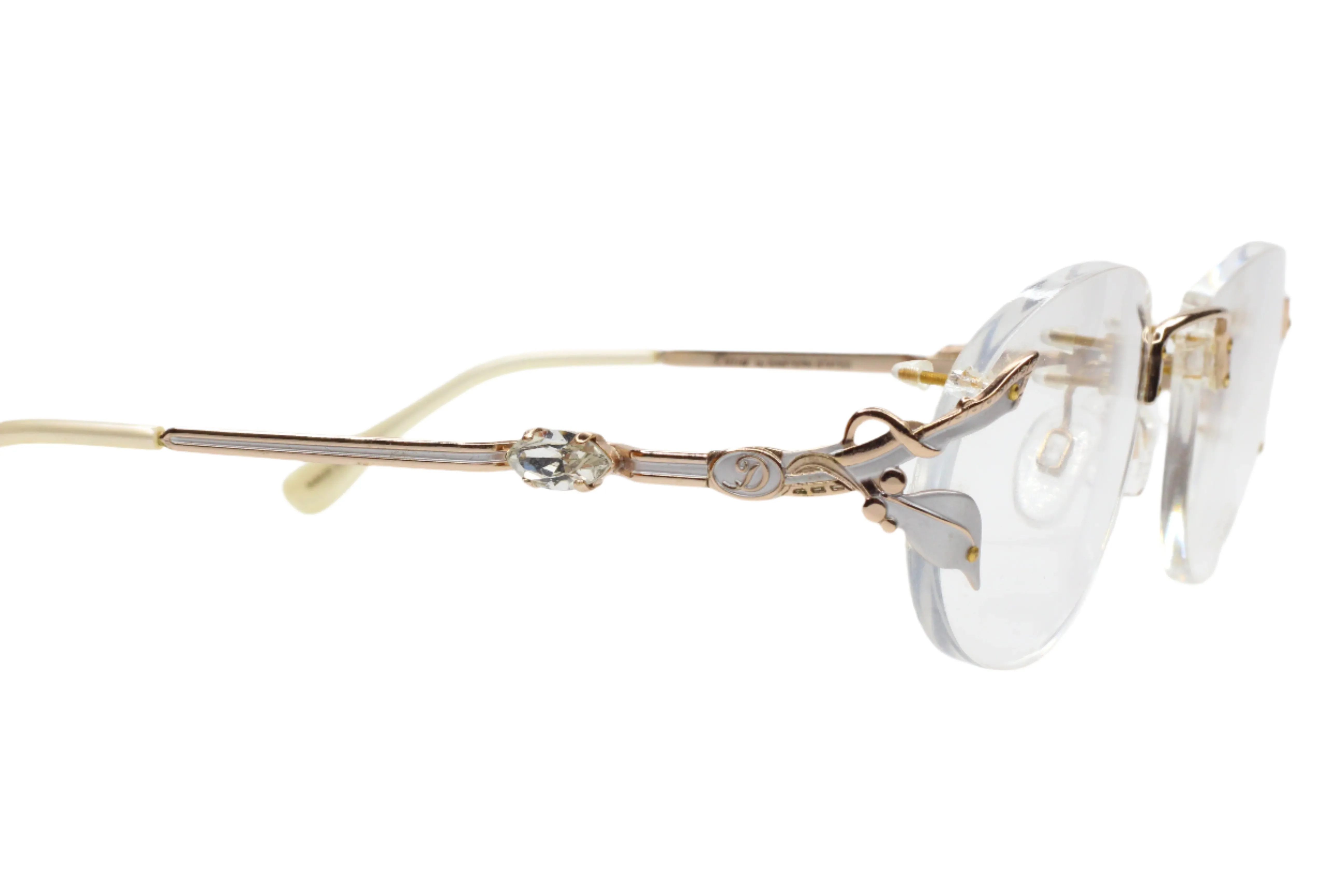 Diva 5085S Gold & Silver Vintage 90s Unique Rhinestones Italy Rimless Eyeglasses