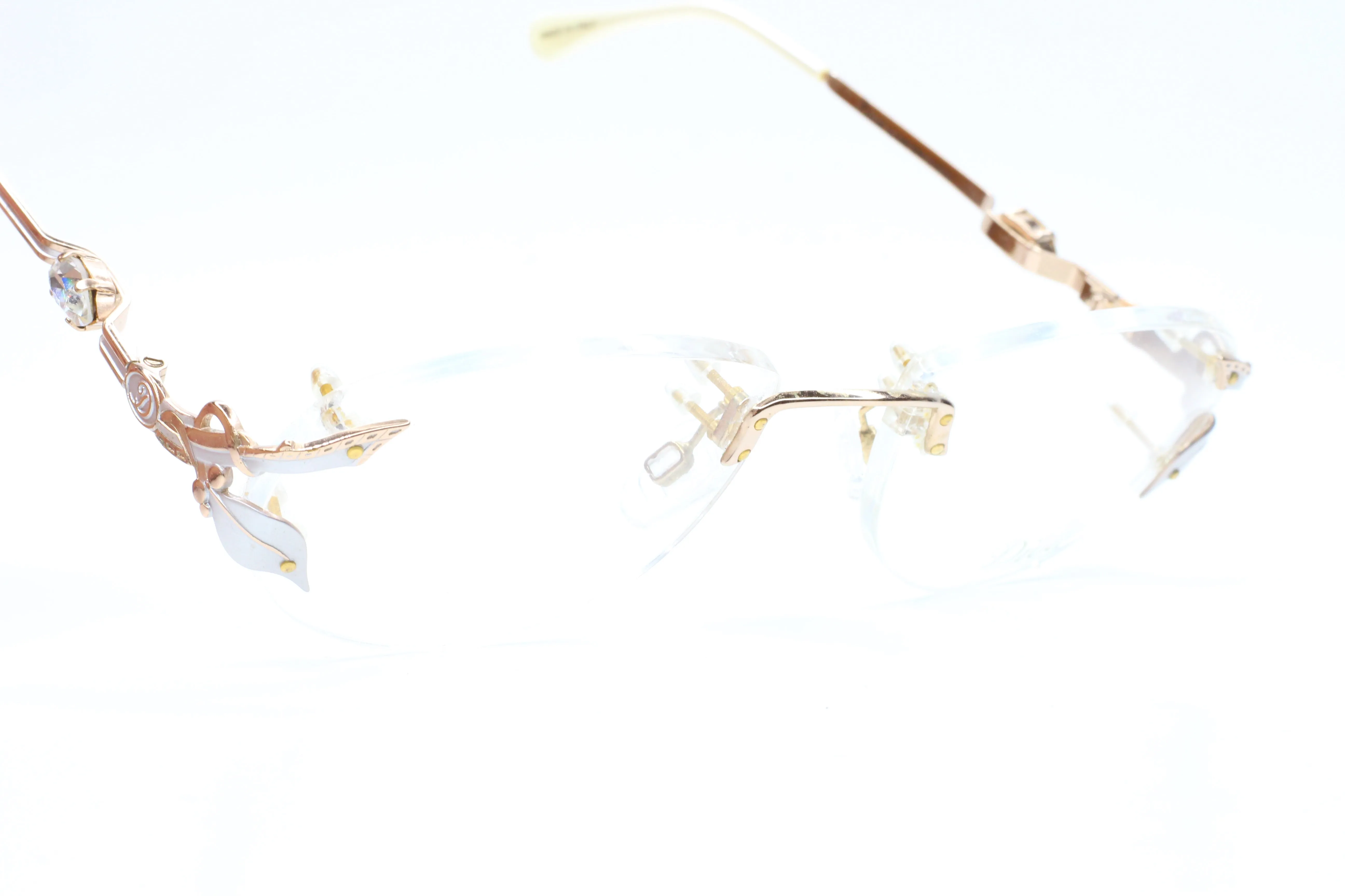 Diva 5085S Gold & Silver Vintage 90s Unique Rhinestones Italy Rimless Eyeglasses