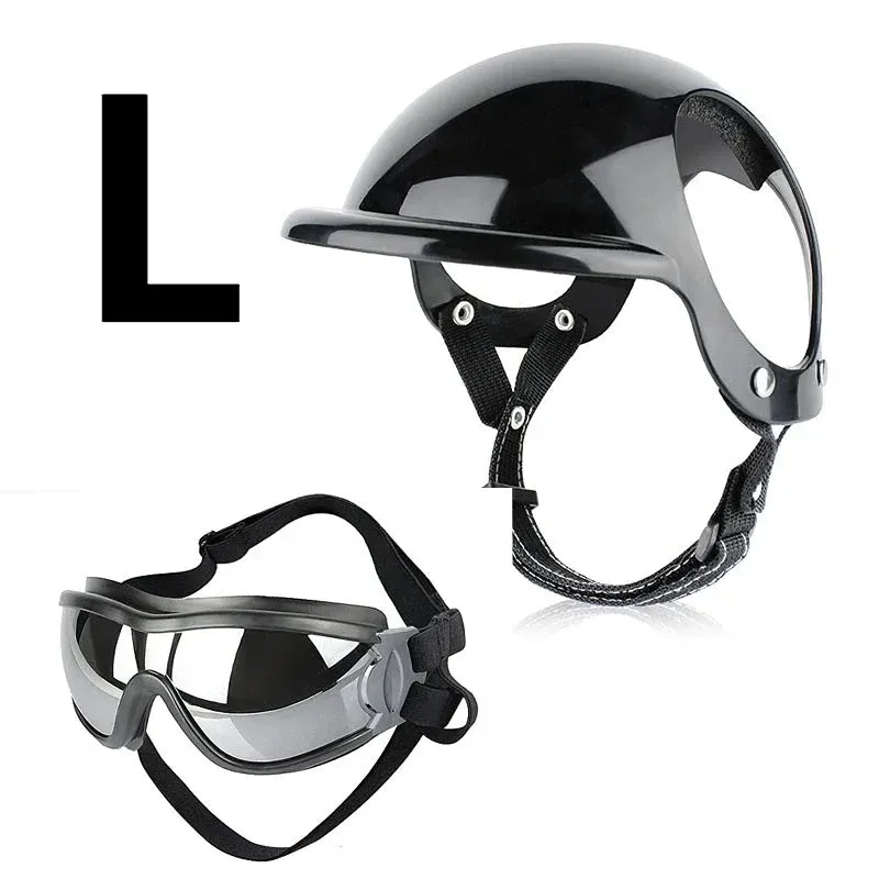 Dog Sunglasses Pet Helmet Set with Dog Goggles,Dust Wind UV Protection Dog Glasses Dog Helmet and Goggles Dog Motorcycle Helmet