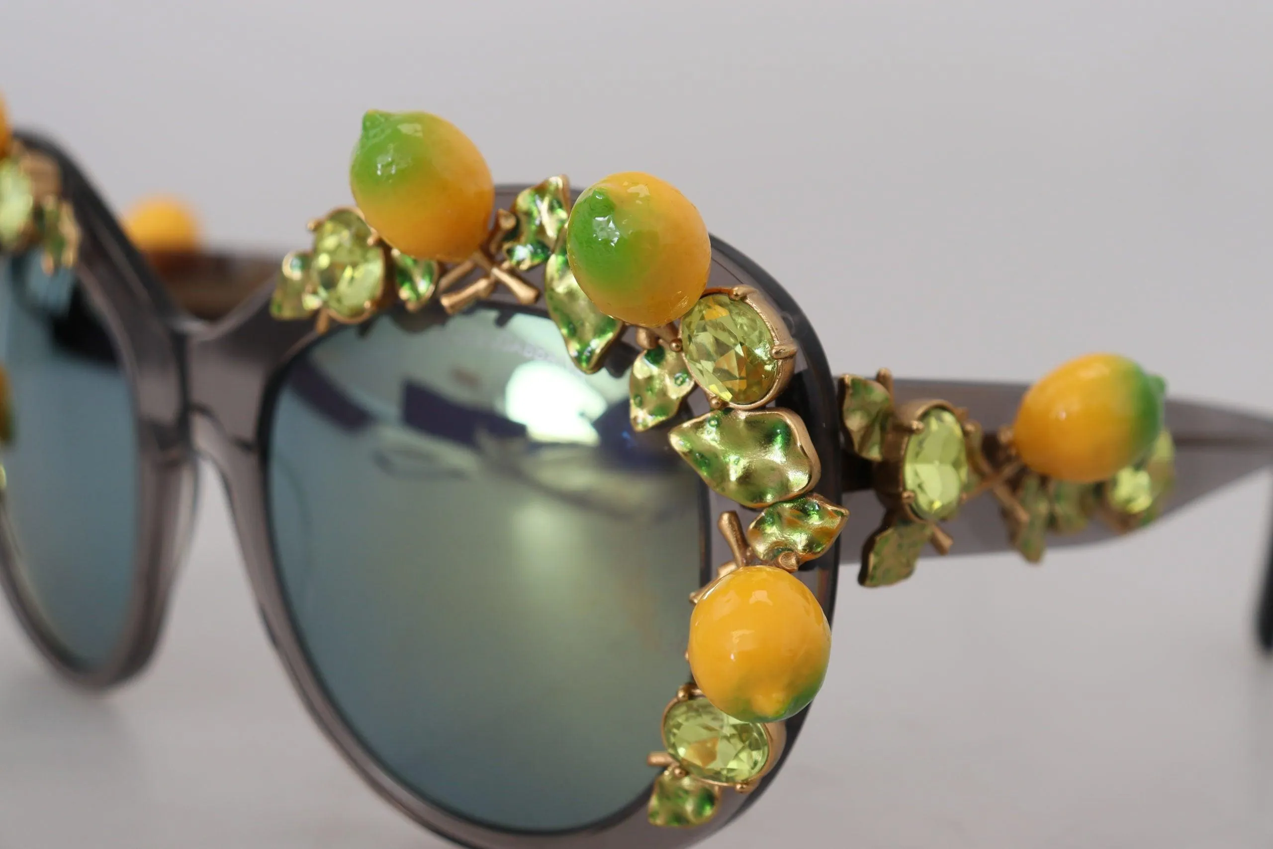 Dolce & Gabbana Gray Acetate Crystals Lemon Applique DG4283B Sunglasses