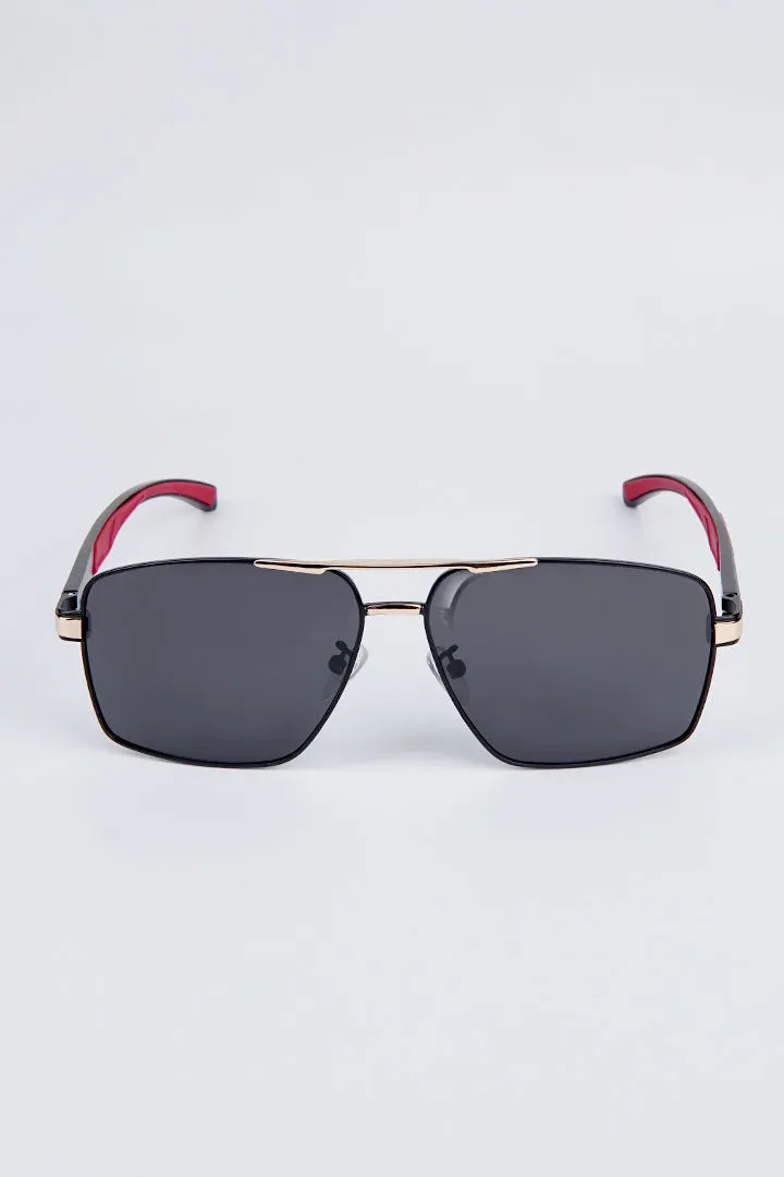 Double Bridge Aviator Sunglasses - Black