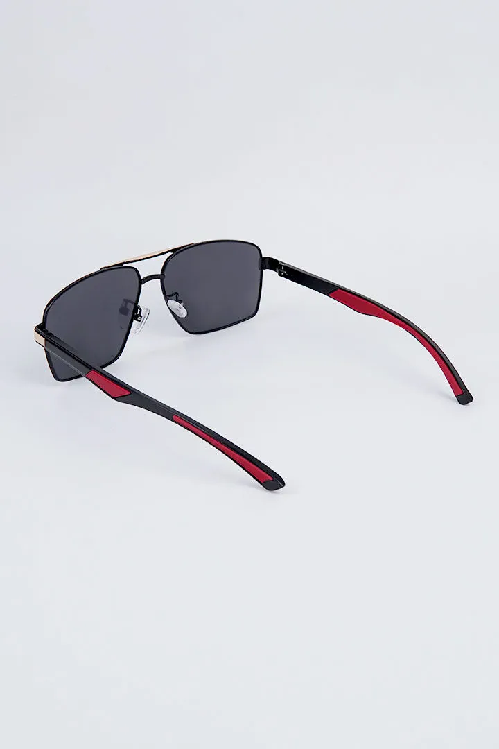 Double Bridge Aviator Sunglasses - Black