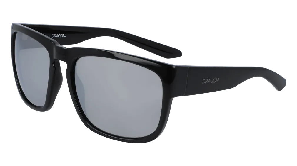 Dragon Alliance Rune XL Ion Sunglasses, Shiny Black Frame Silver Ion Lens
