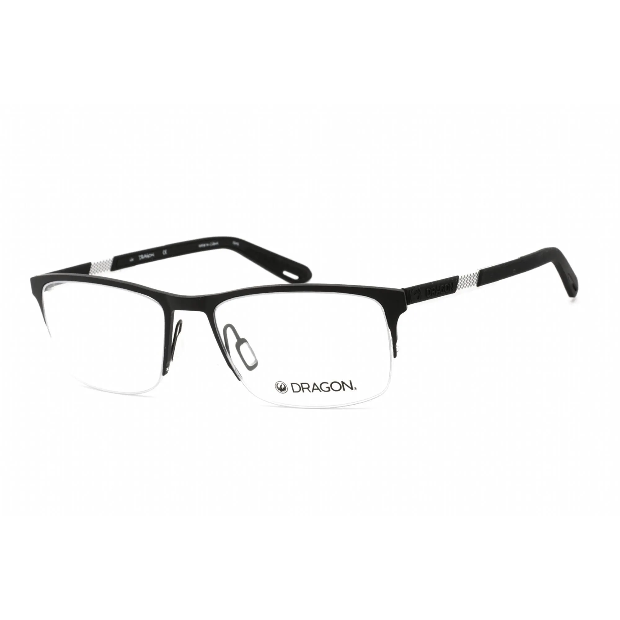 Dragon Men's Eyeglasses - Clear Lens Matte Black Metal Rectangular Frame | DR5008 002
