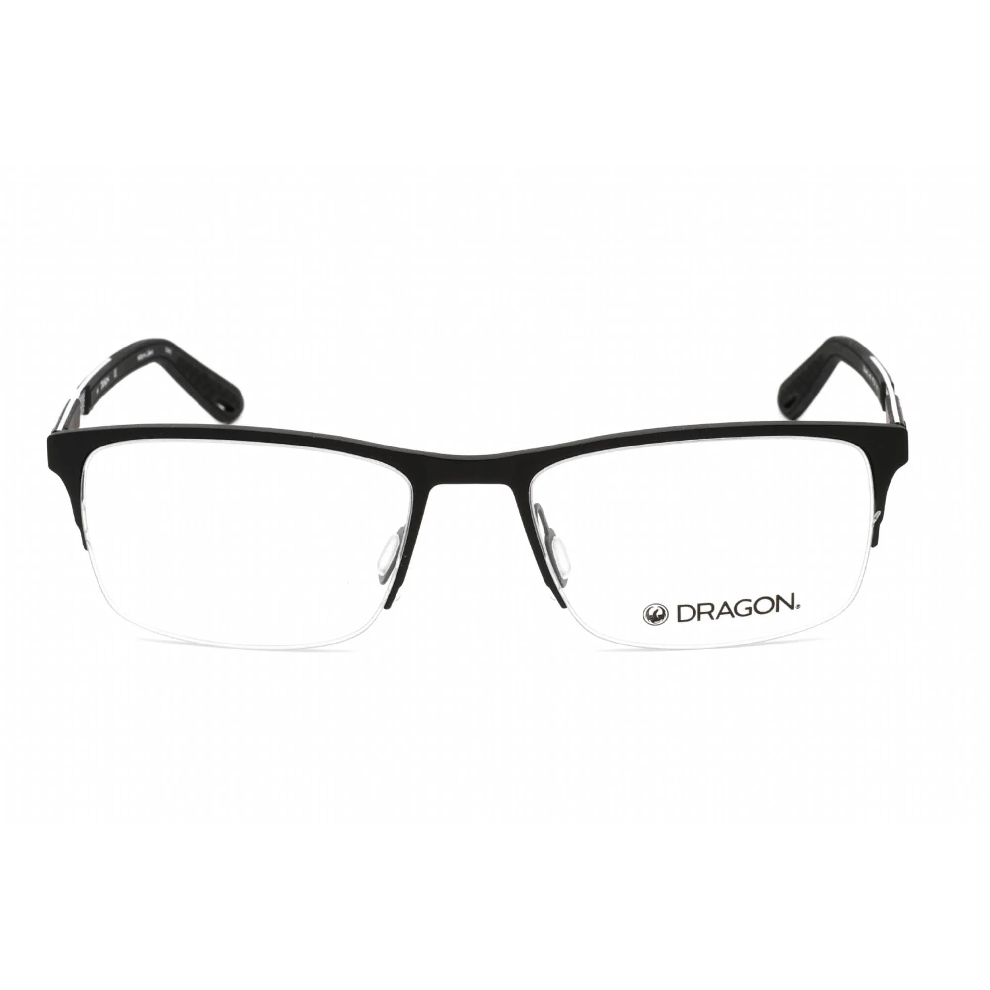 Dragon Men's Eyeglasses - Clear Lens Matte Black Metal Rectangular Frame | DR5008 002