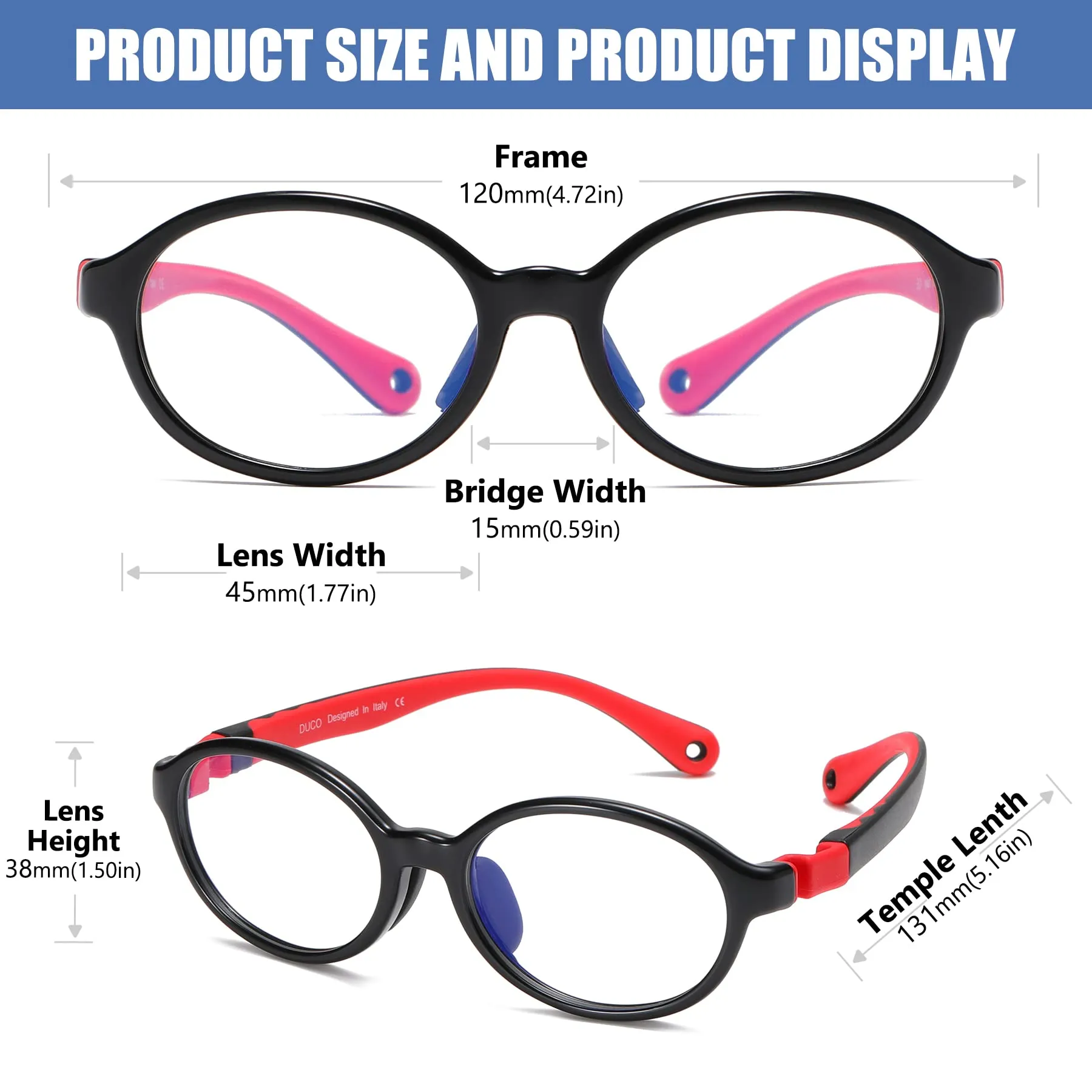 DUCO Blue Light Blocking Glasses Gaming Computer Glasses Eyeglasses Frames K026