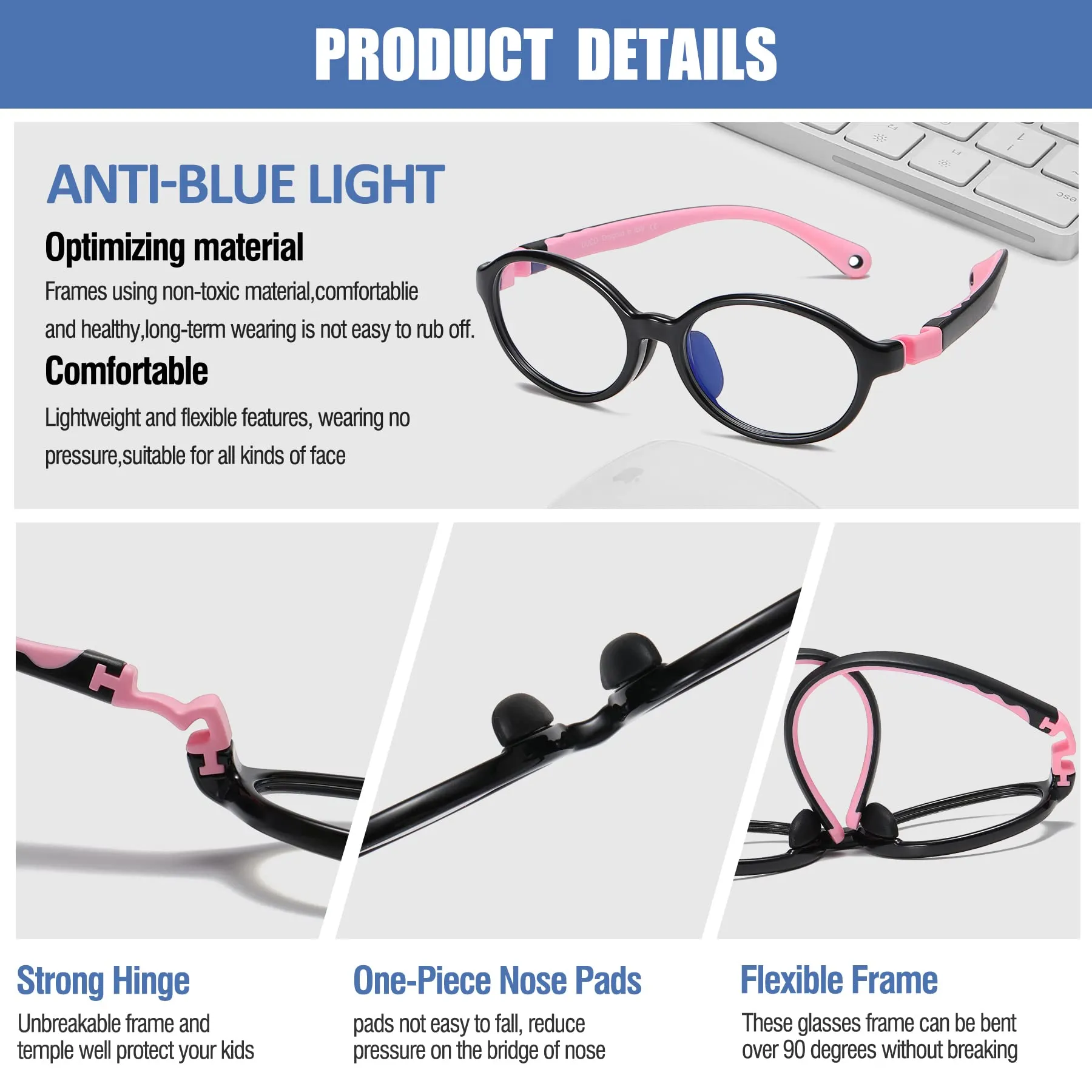 DUCO Blue Light Blocking Glasses Gaming Computer Glasses Eyeglasses Frames K026