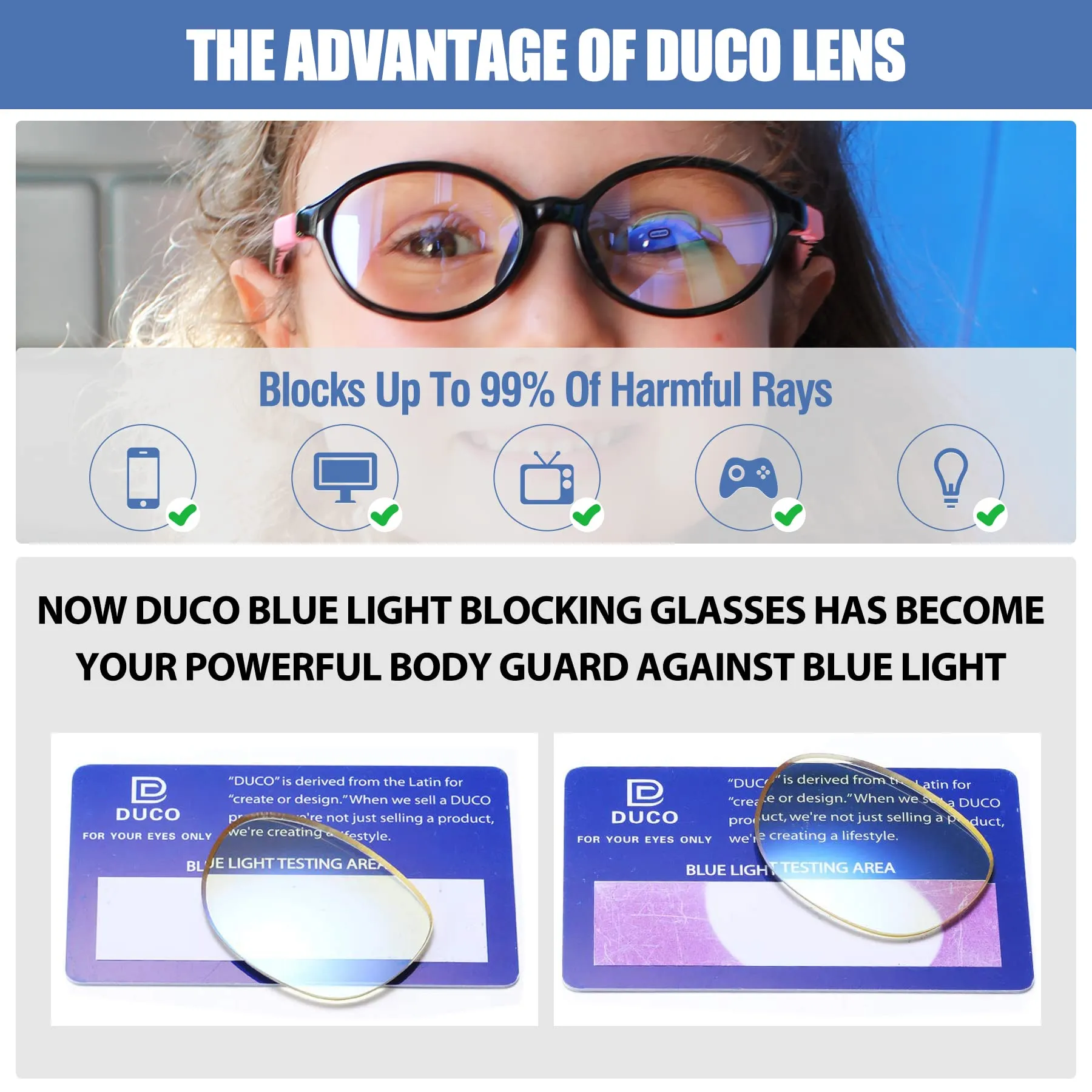 DUCO Blue Light Blocking Glasses Gaming Computer Glasses Eyeglasses Frames K026
