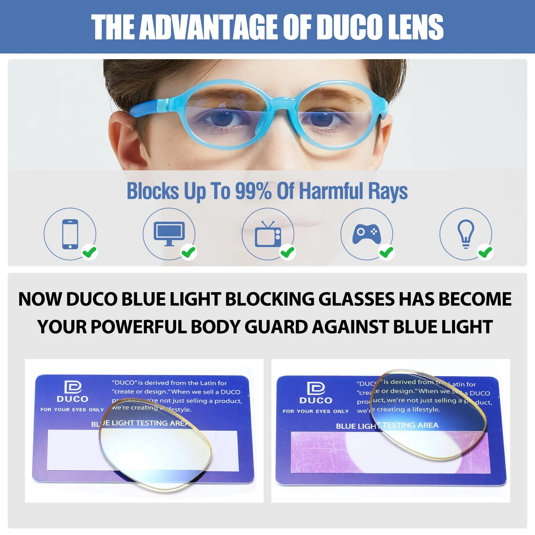 DUCO Blue Light Blocking Glasses Gaming Computer Glasses Eyeglasses Frames K026