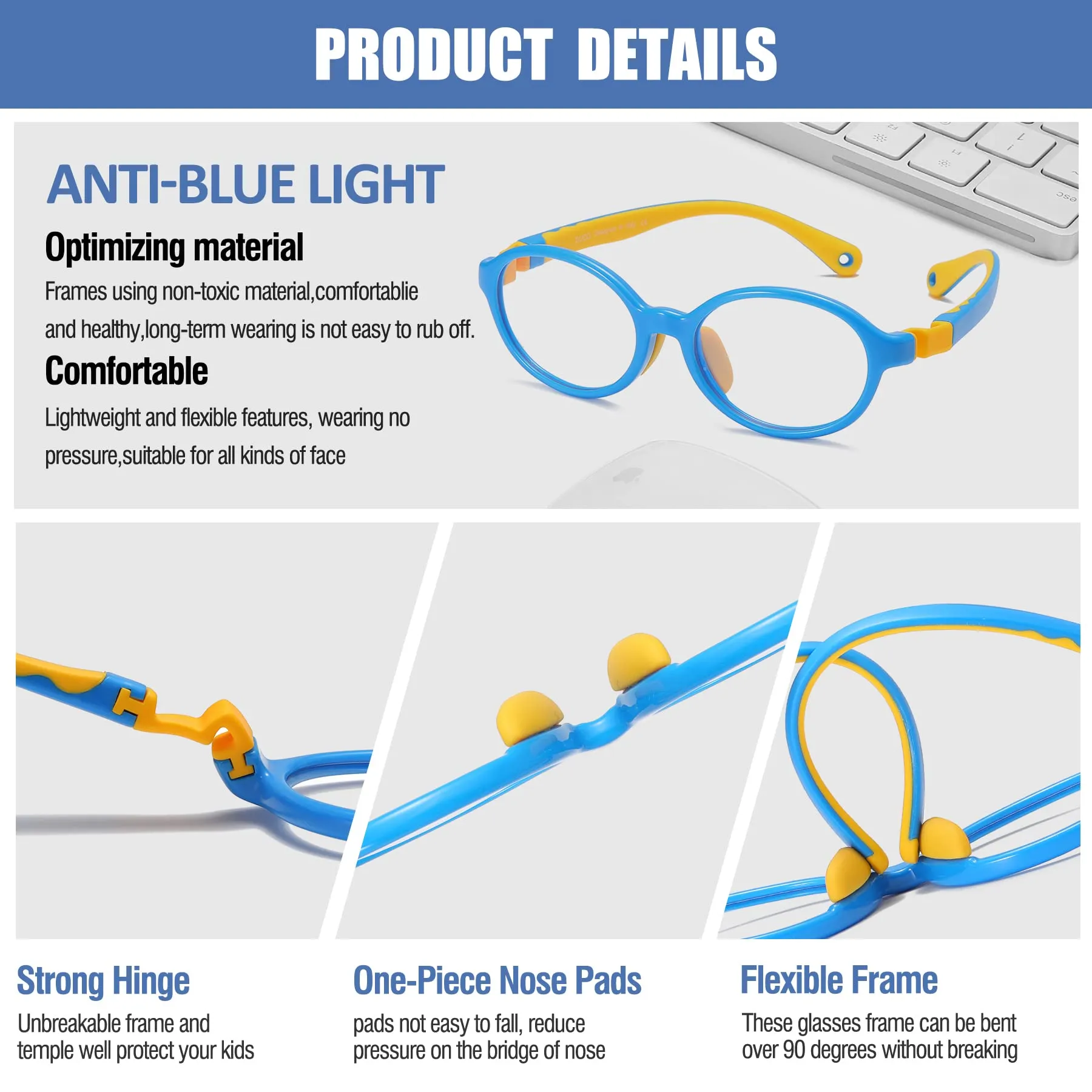 DUCO Blue Light Blocking Glasses Gaming Computer Glasses Eyeglasses Frames K026