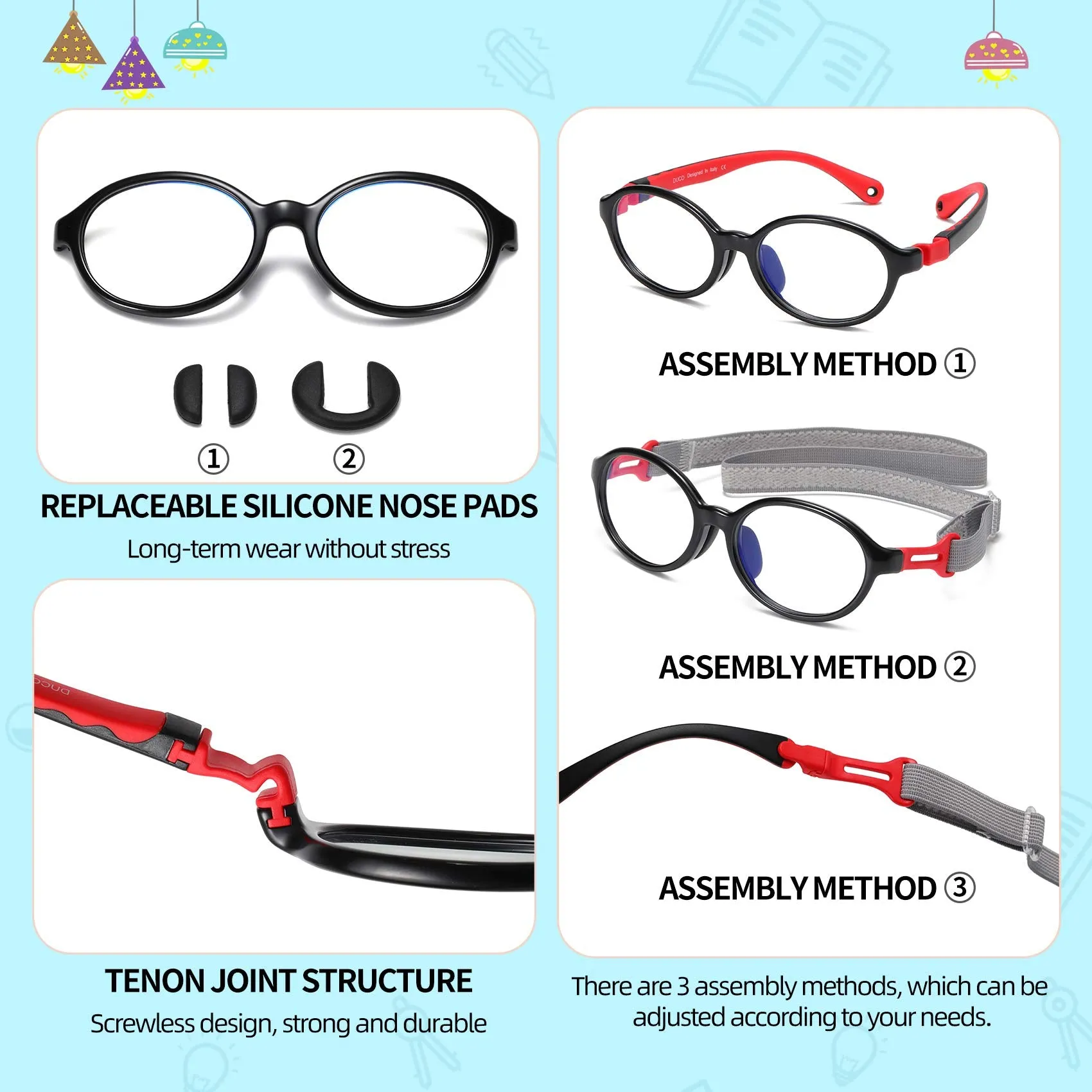 DUCO Blue Light Blocking Glasses Gaming Computer Glasses Eyeglasses Frames K026