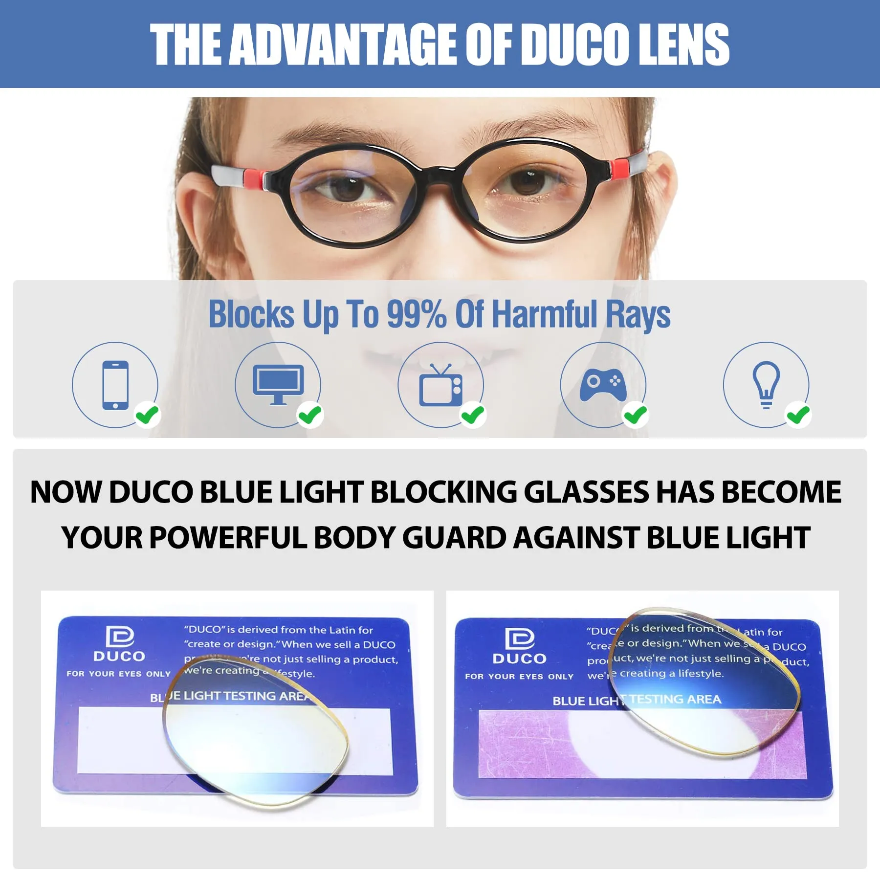 DUCO Blue Light Blocking Glasses Gaming Computer Glasses Eyeglasses Frames K026