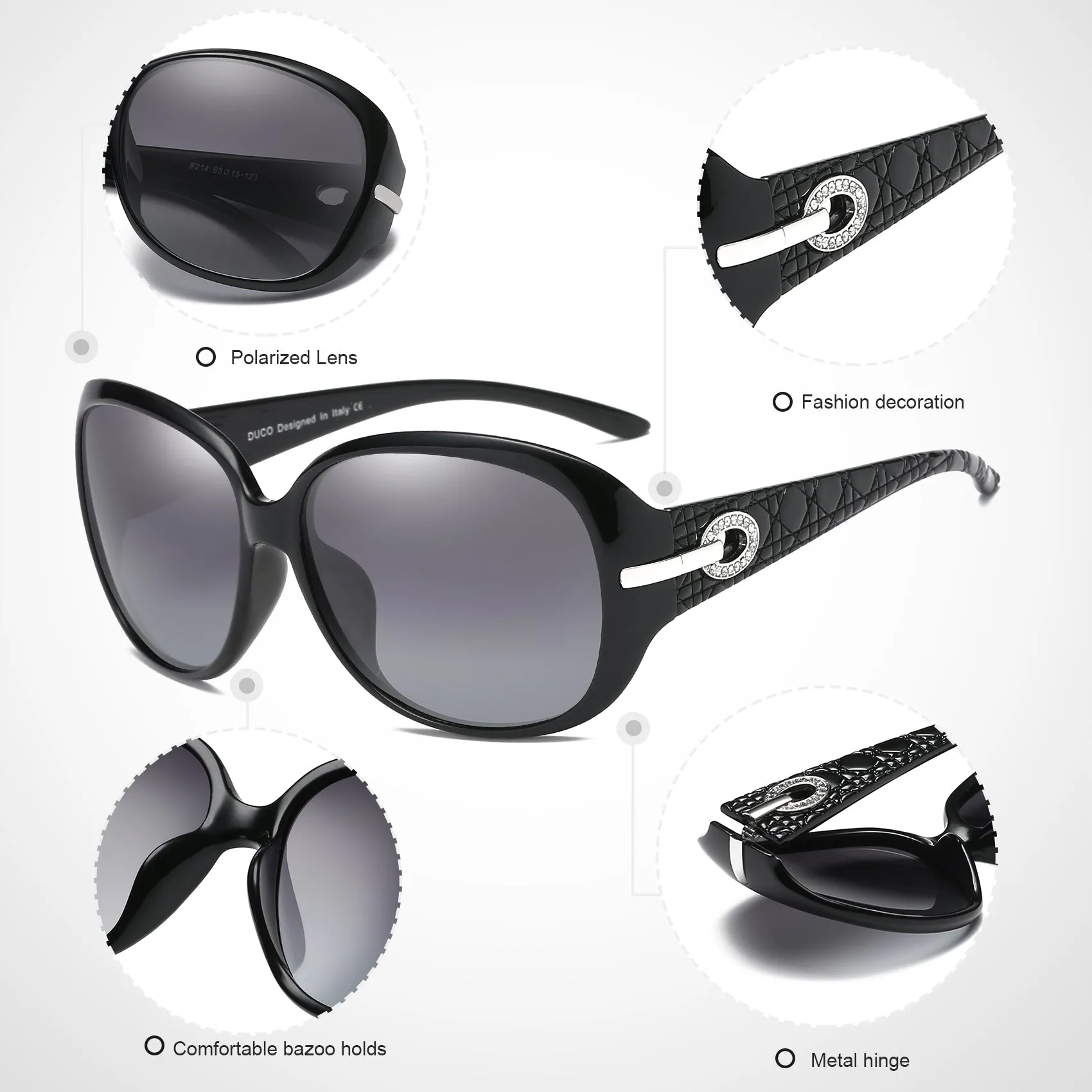 DUCO Classic Oversized Polarized Night Vision Sunglasses 6214