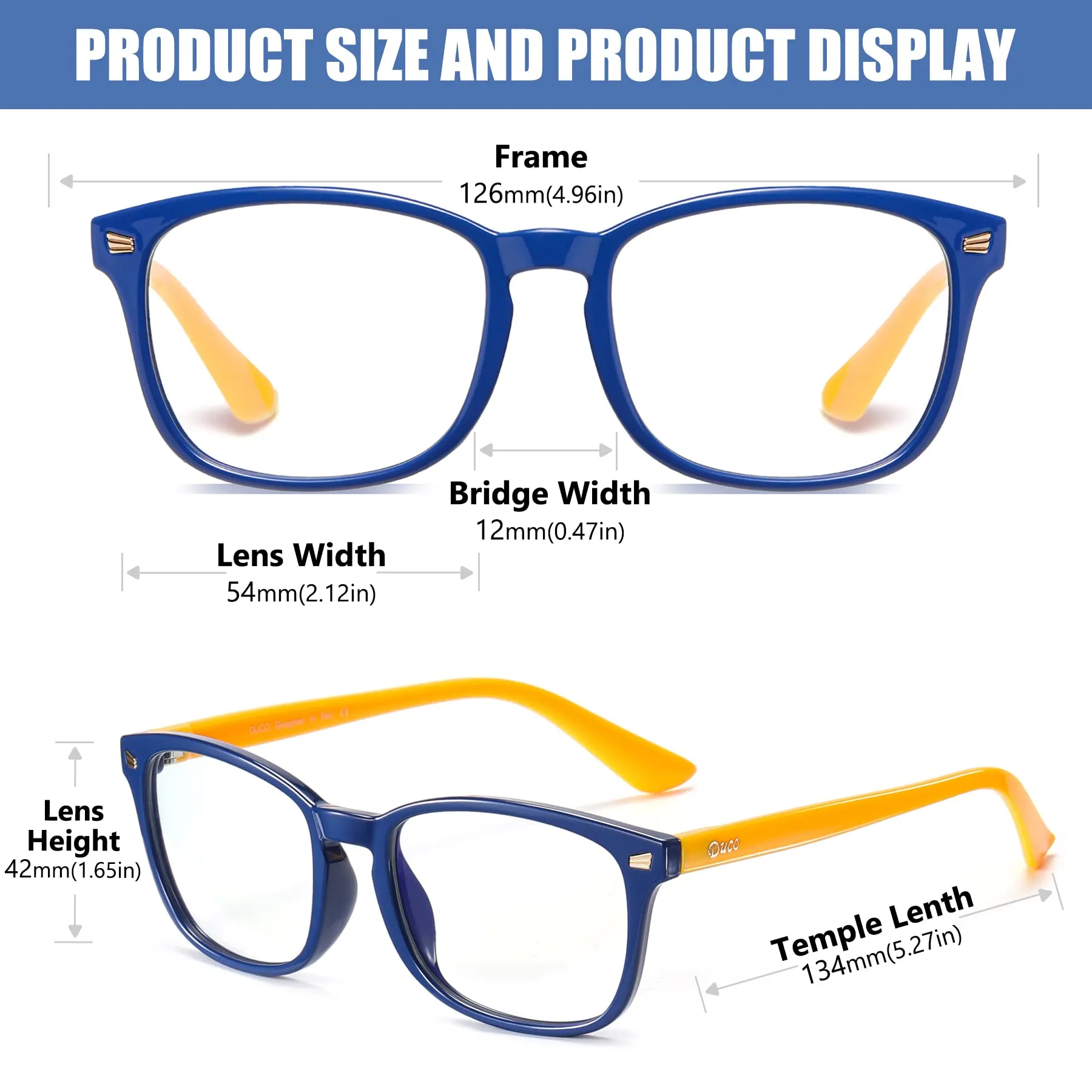 DUCO Kids Blue Light Glasses Girls Boys Computer Gaming Eyeglasses K028