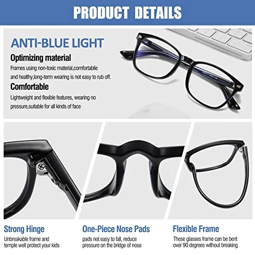 DUCO Kids Blue Light Glasses Girls Boys Computer Gaming Eyeglasses K028