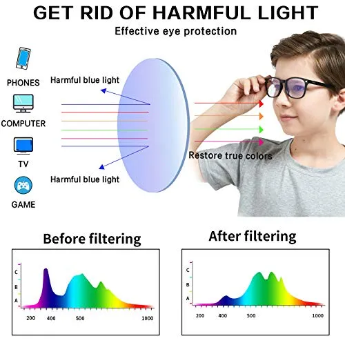 DUCO Kids Blue Light Glasses Girls Boys Computer Gaming Eyeglasses K028