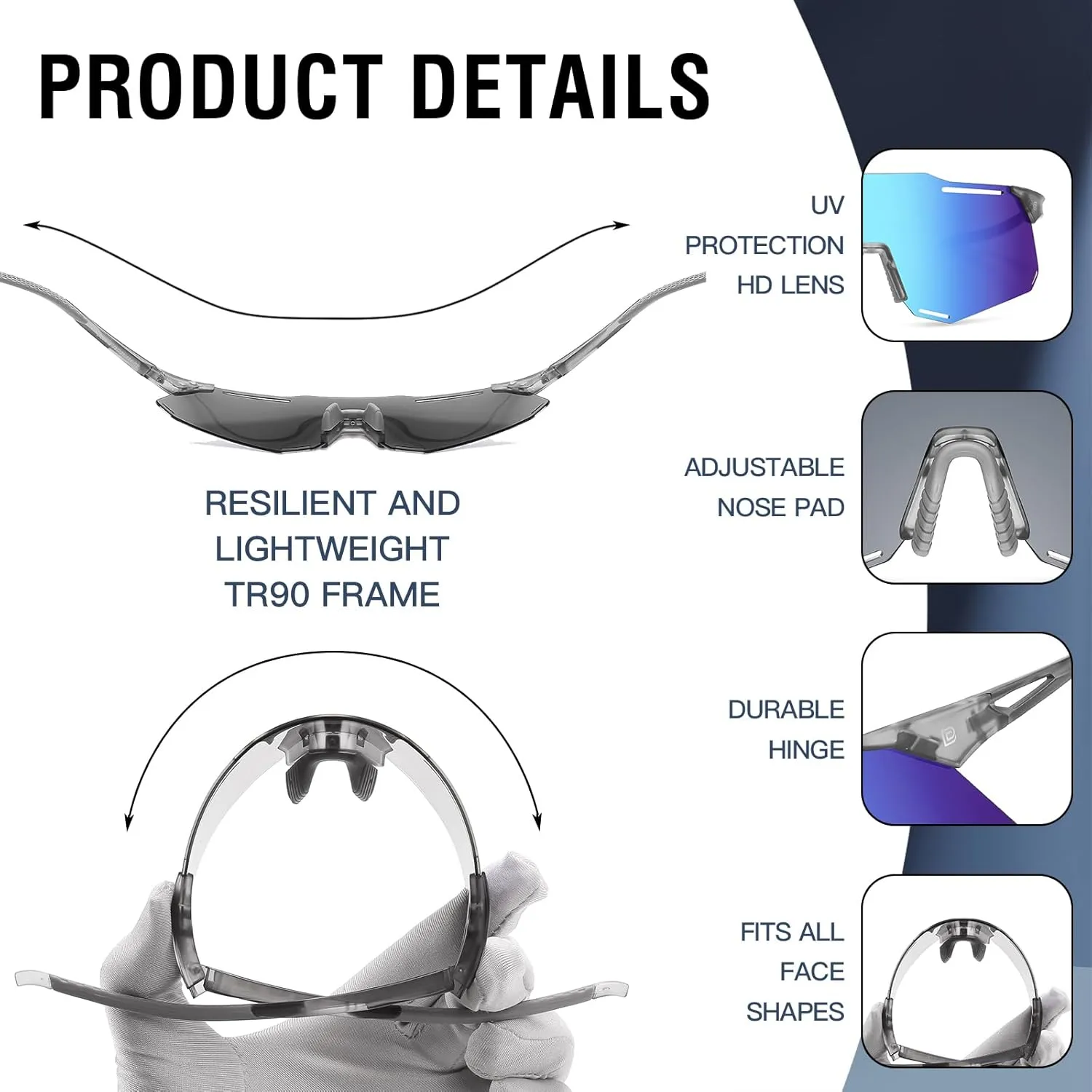 DUCO Polarized Sports Sunglasses for Men and Women UV400 Lightweight Durable for Cycling Baseball Fishing Running DC0045