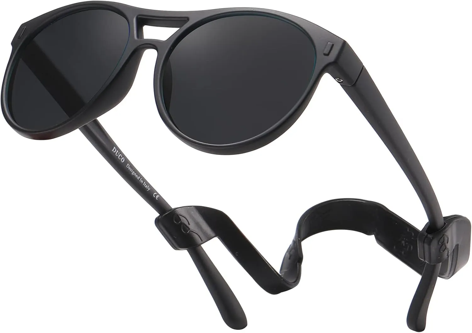 DUCO Sunglasses for Kids Boys Girls UV Protection Vintage Flexible Safety Polarized Sun Glasses with Strap DK030