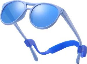 DUCO Sunglasses for Kids Boys Girls UV Protection Vintage Flexible Safety Polarized Sun Glasses with Strap DK030