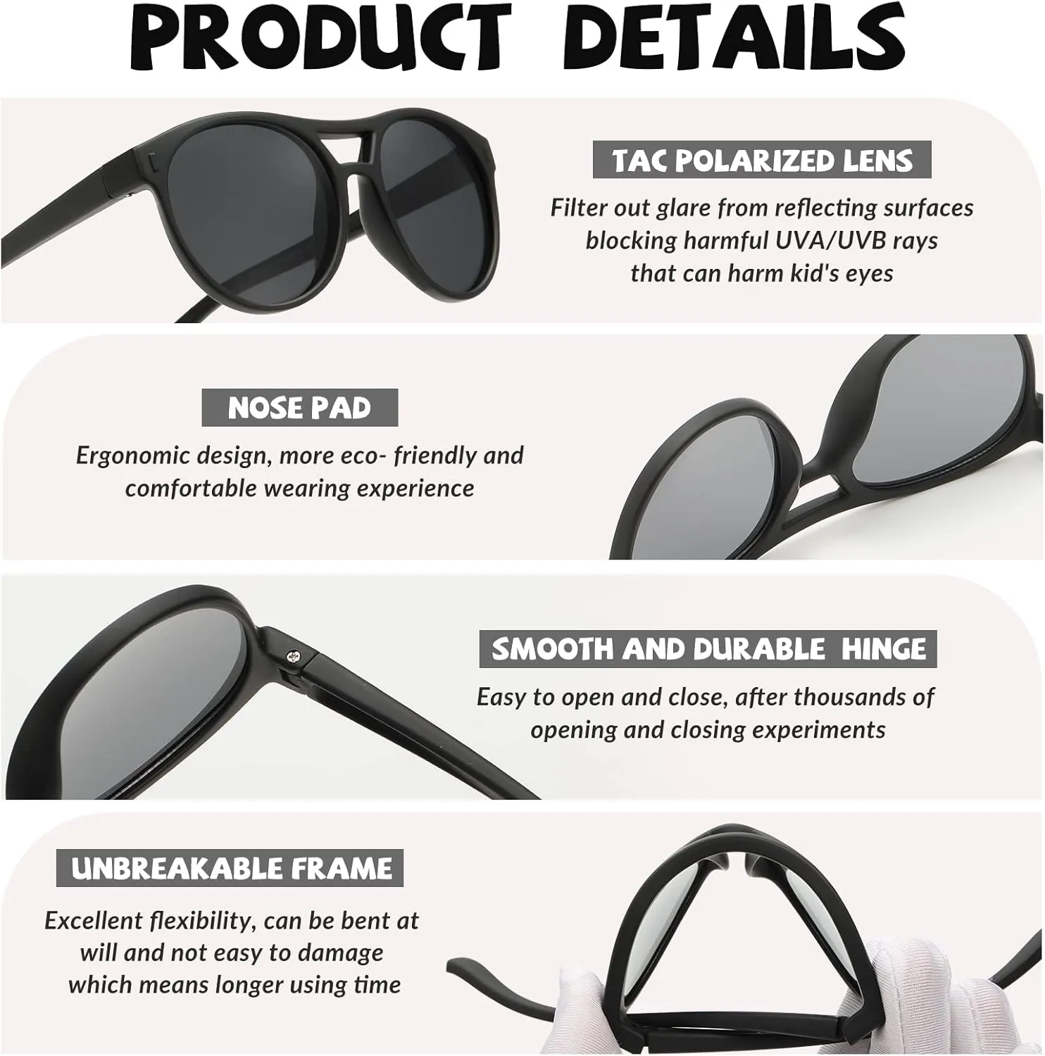 DUCO Sunglasses for Kids Boys Girls UV Protection Vintage Flexible Safety Polarized Sun Glasses with Strap DK030