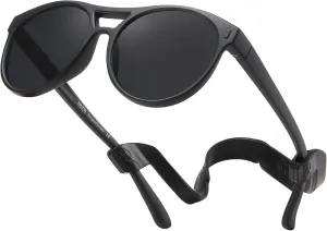 DUCO Sunglasses for Kids Boys Girls UV Protection Vintage Flexible Safety Polarized Sun Glasses with Strap DK030