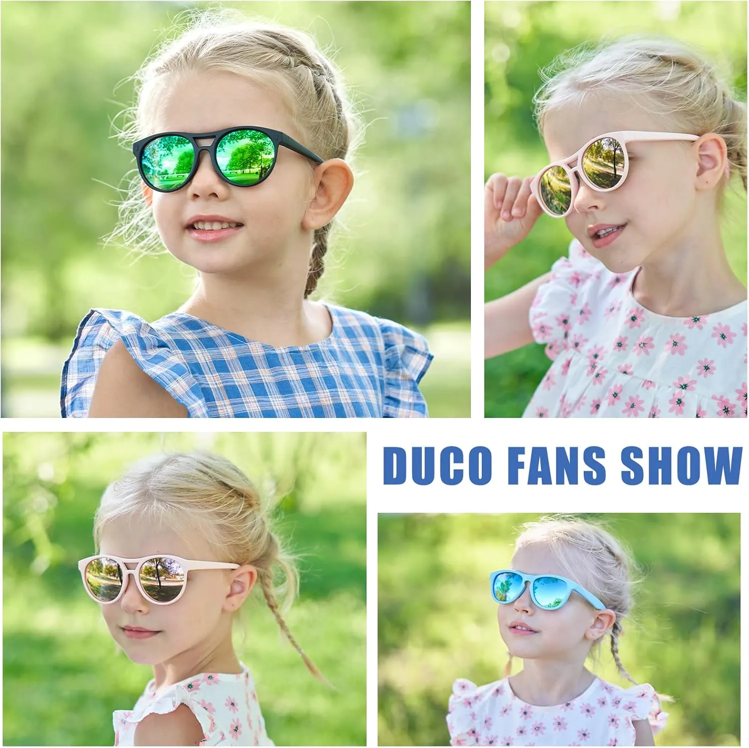 DUCO Sunglasses for Kids Boys Girls UV Protection Vintage Flexible Safety Polarized Sun Glasses with Strap DK030