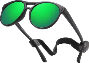DUCO Sunglasses for Kids Boys Girls UV Protection Vintage Flexible Safety Polarized Sun Glasses with Strap DK030