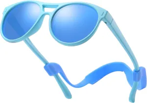 DUCO Sunglasses for Kids Boys Girls UV Protection Vintage Flexible Safety Polarized Sun Glasses with Strap DK030