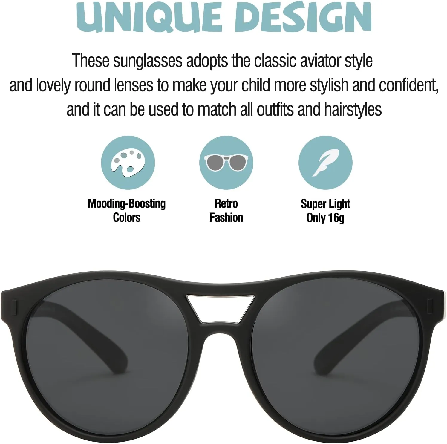 DUCO Sunglasses for Kids Boys Girls UV Protection Vintage Flexible Safety Polarized Sun Glasses with Strap DK030