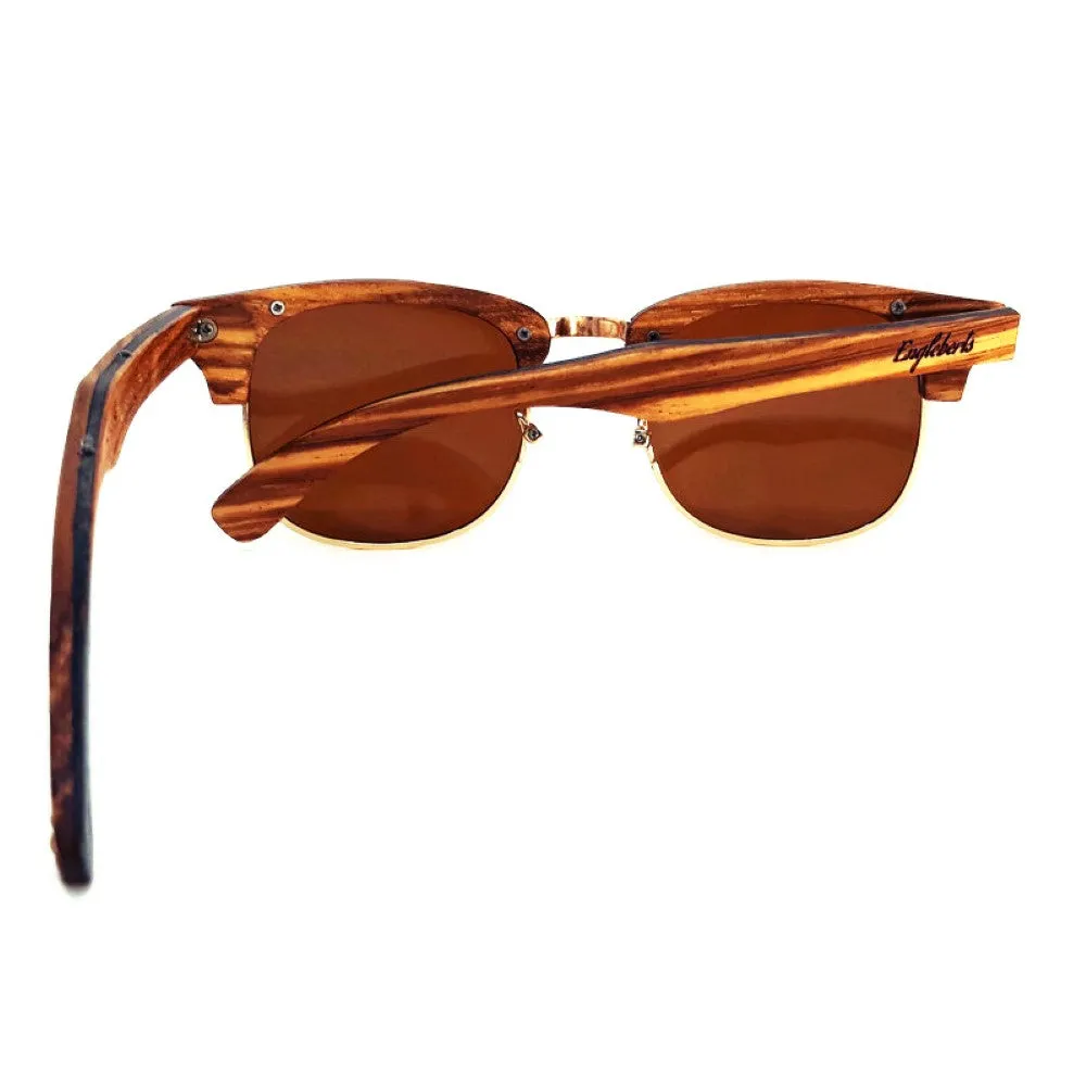 Ebony and ZebraWood Sunglasses, Tea Polarized Lenses