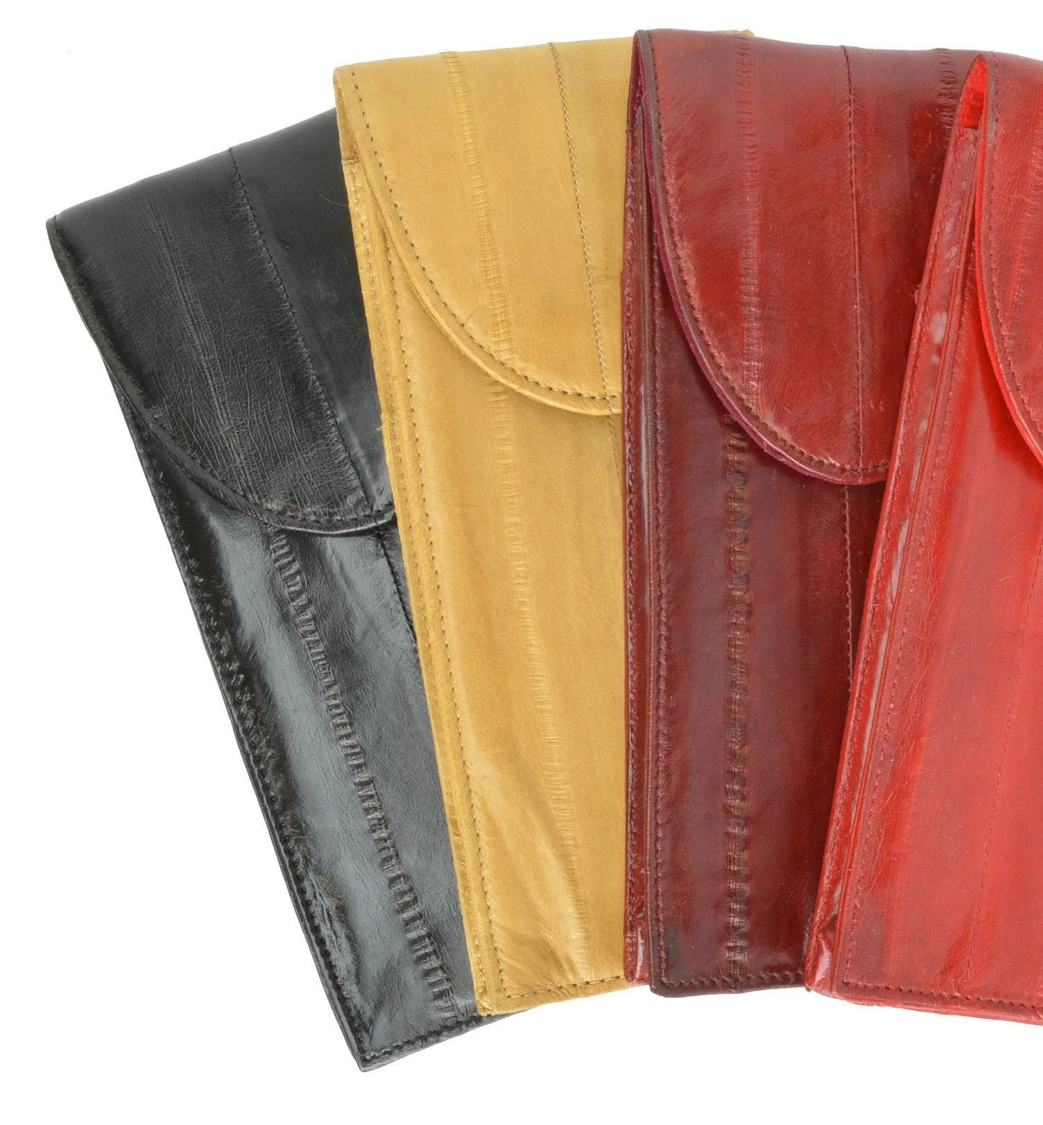 Eel Skin Leather Eyeglasses Case Reading Glasses Holder Light Weight