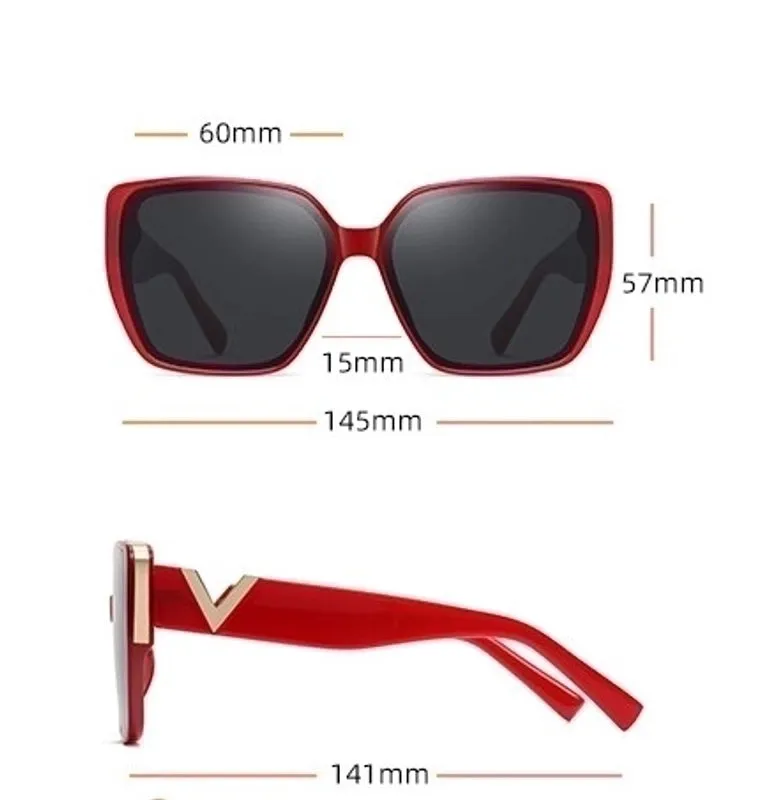 Elegant Simple Style V Shape Pc Square Full Frame Women's Sunglasses