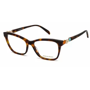 Emilio Pucci Women's Eyeglasses - Dark Havana Plastic Cat Eye Full Rim | EP5150 052