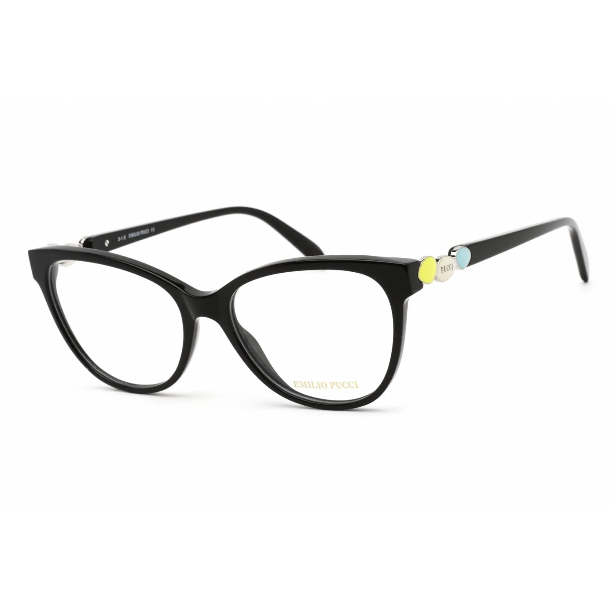Emilio Pucci Women's Eyeglasses - Full Rim Shiny Black Cat Eye Frame | EP5151 001