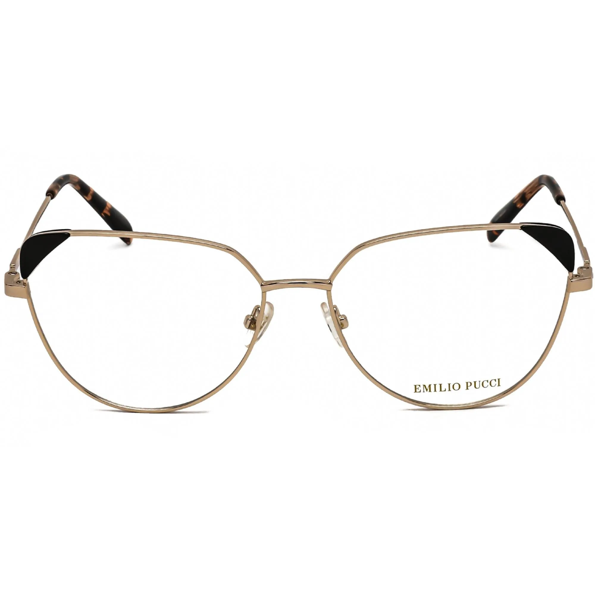 Emilio Pucci Women's Eyeglasses - Gold/Black/Havana Cat Eye Shape Frame | EP5112 033