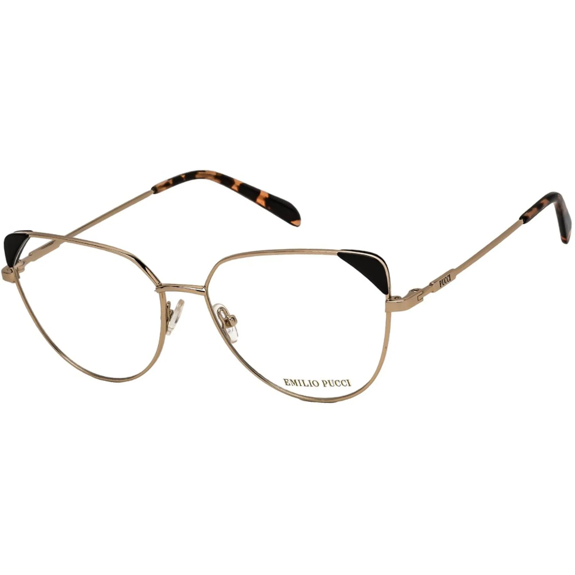 Emilio Pucci Women's Eyeglasses - Gold/Black/Havana Cat Eye Shape Frame | EP5112 033