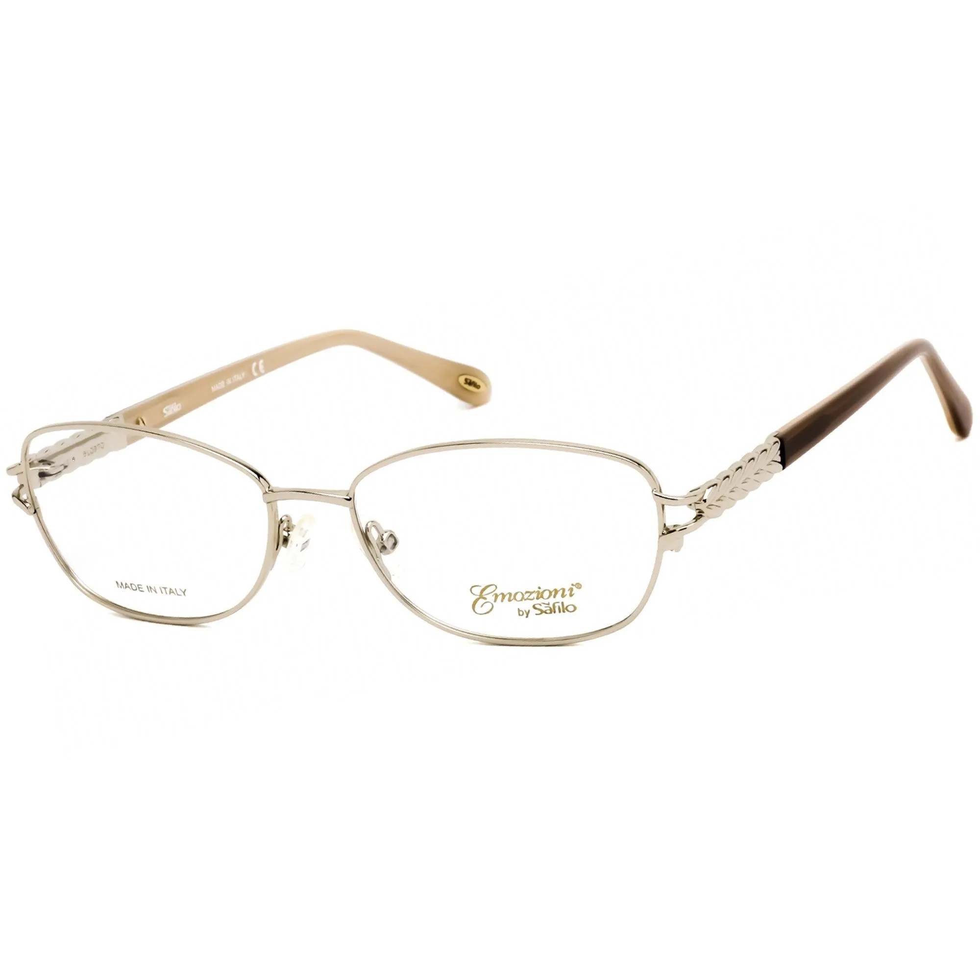 Emozioni Women's Eyeglasses - Light Gold and Brown Oval Shaped Frame | 4378 03YG 00