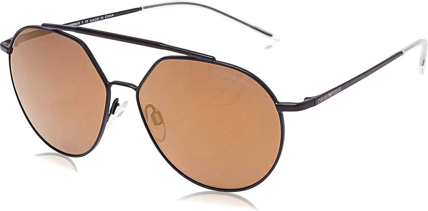 Emporio Armani Man Sunglasses Matte Black Frame, Brown Mirror Bronze Lenses, 59MM