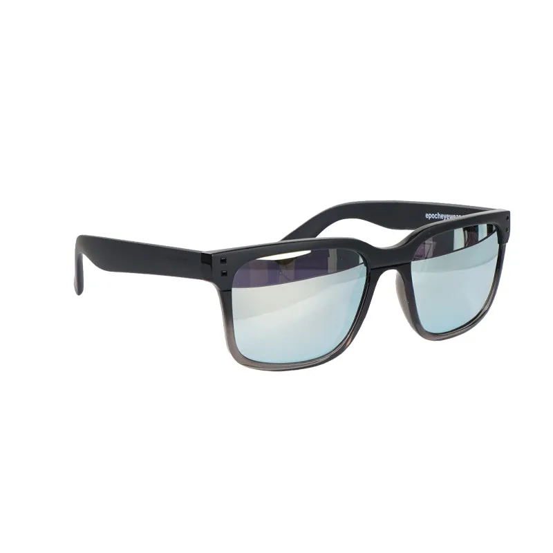 EPOCH EYEWEAR Romeo Polarized Smoke Flash Mirror Sunglasses (Black/Smoke)