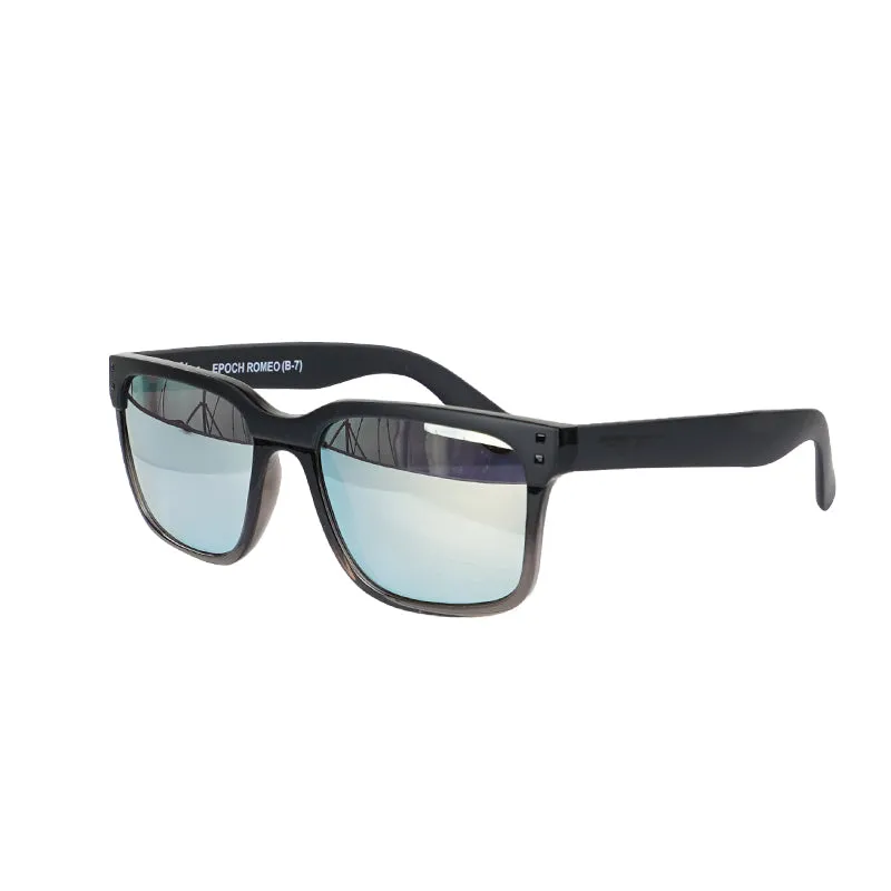 EPOCH EYEWEAR Romeo Polarized Smoke Flash Mirror Sunglasses (Black/Smoke)