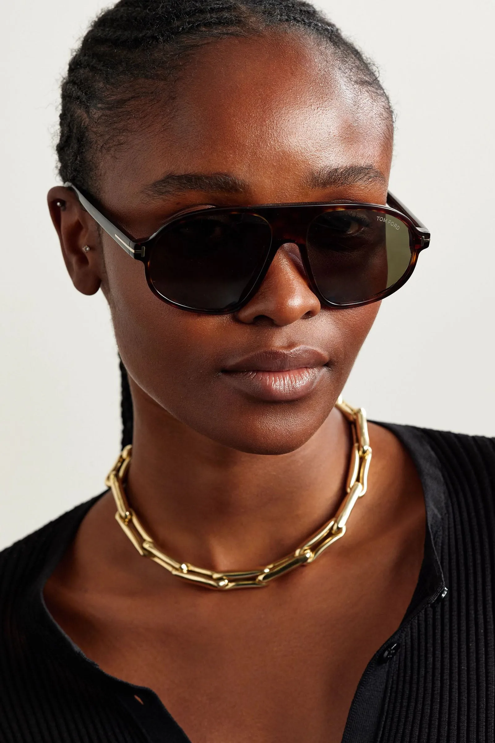 Erol Aviator-style Tortoishell Acetate Sunglasses