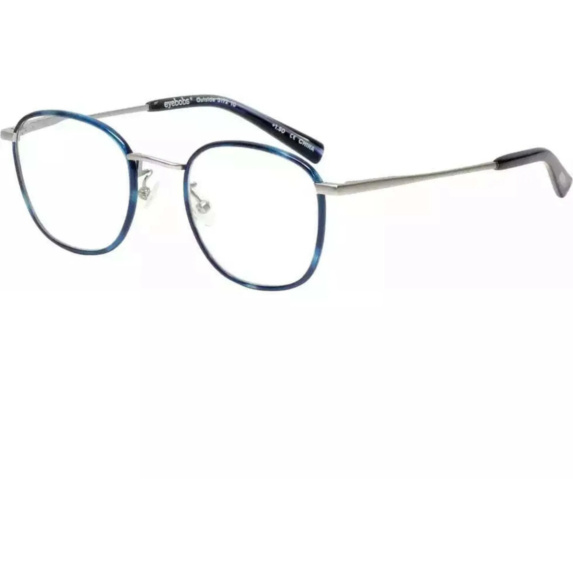 Eyebobs Unisex Reading Glasses - Silver Blue Metal Frame,  2.75 | EYEBOBS 3172 010