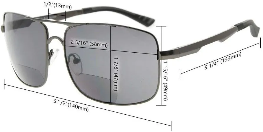 Eyekepper Polycarbonate Polarized Bifocal Sunglasses Pilot Style Bifocal Sunshine Readers Outdoor Polarised Reading Glasses (Brown, 1.50)