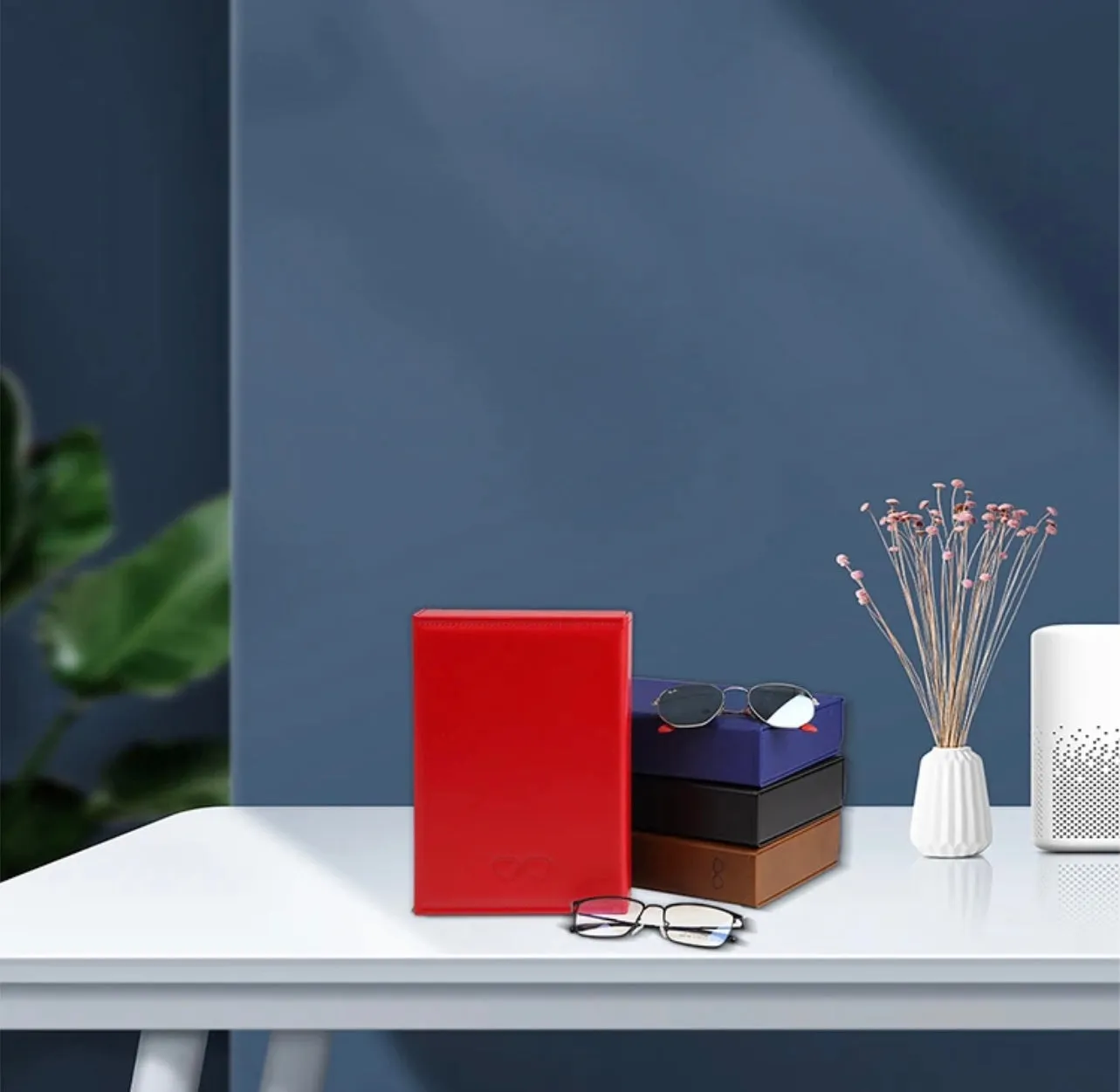 Eyewear Storage Organizer. Eco-Friendly Leather-4 Slots Perfect for Display, Storage or Travel