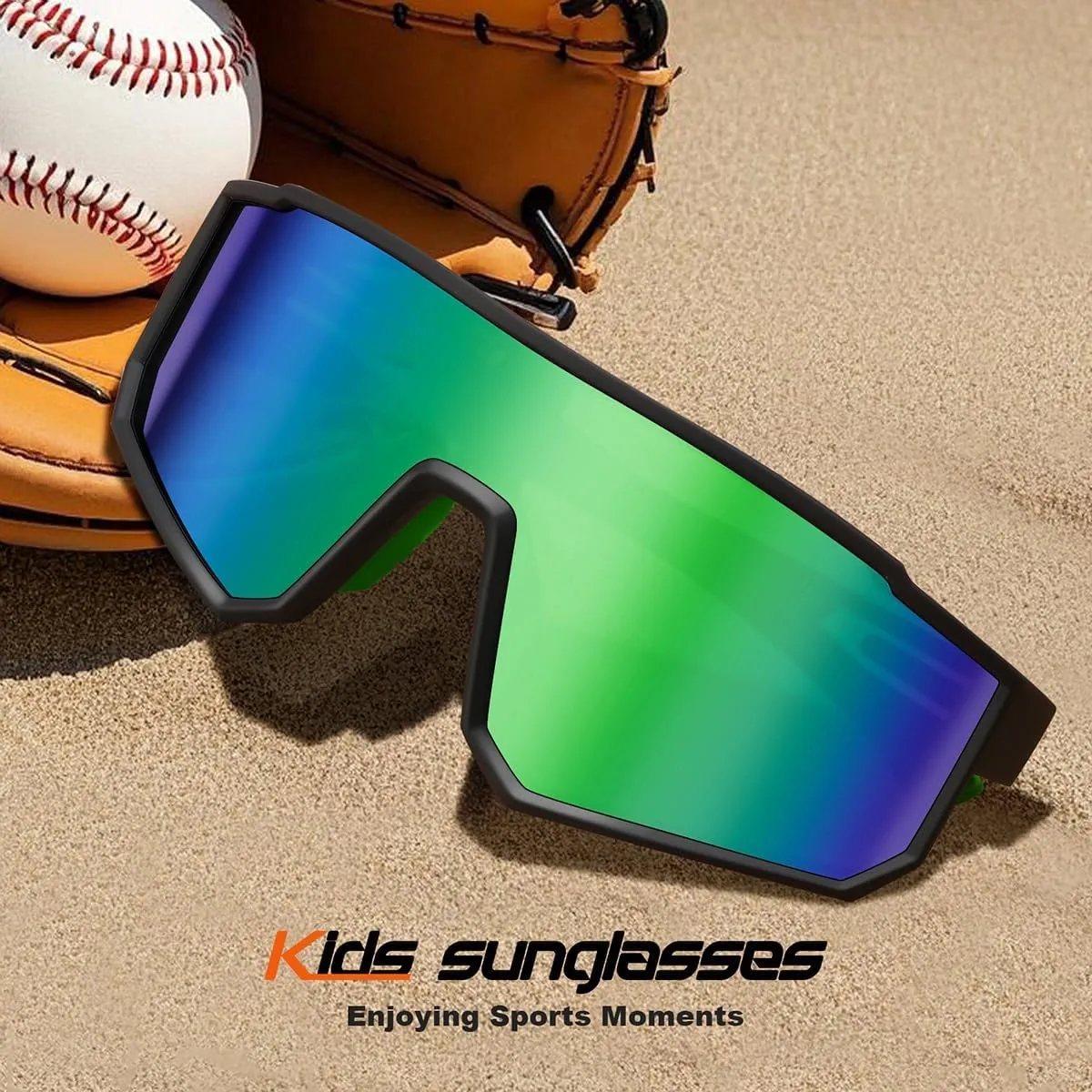 FAGUMA Kids Polarized Sports Sunglasses Youth Baseball Sunglasses Age 8-16 Boys Girls Softball Cycling UV400 Protection