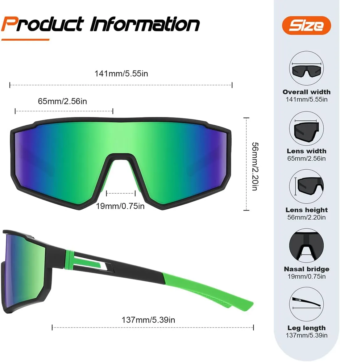 FAGUMA Kids Polarized Sports Sunglasses Youth Baseball Sunglasses Age 8-16 Boys Girls Softball Cycling UV400 Protection