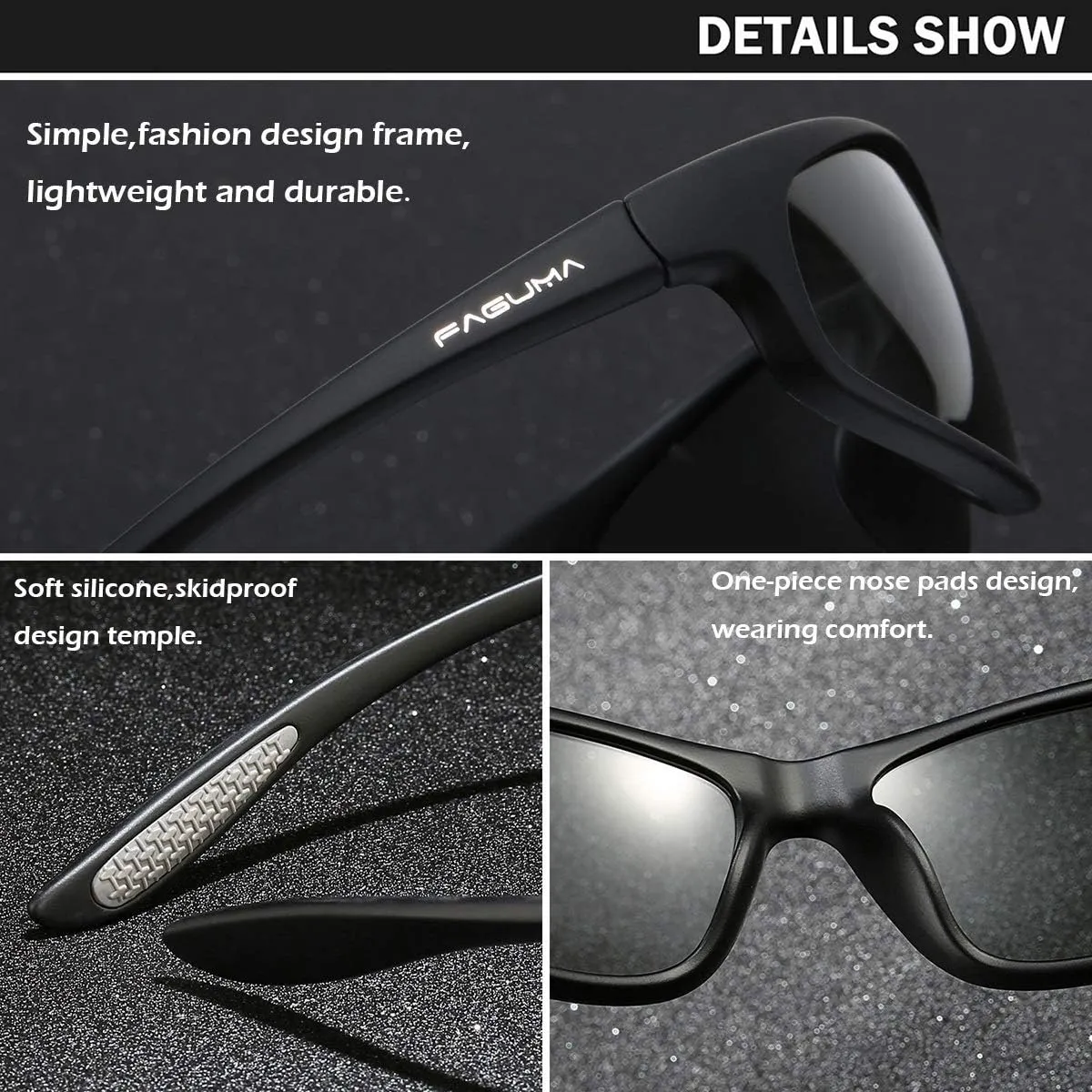 FAGUMA Polarized Sports Sunglasses For Men Cycling Driving Fishing UV400 Protection